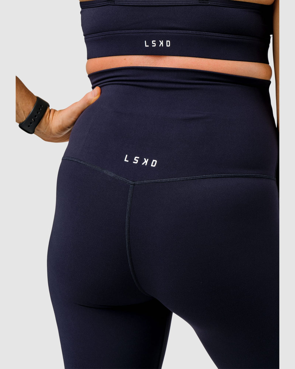 Model wearing Elixir Full Length Maternity Tight - Navy