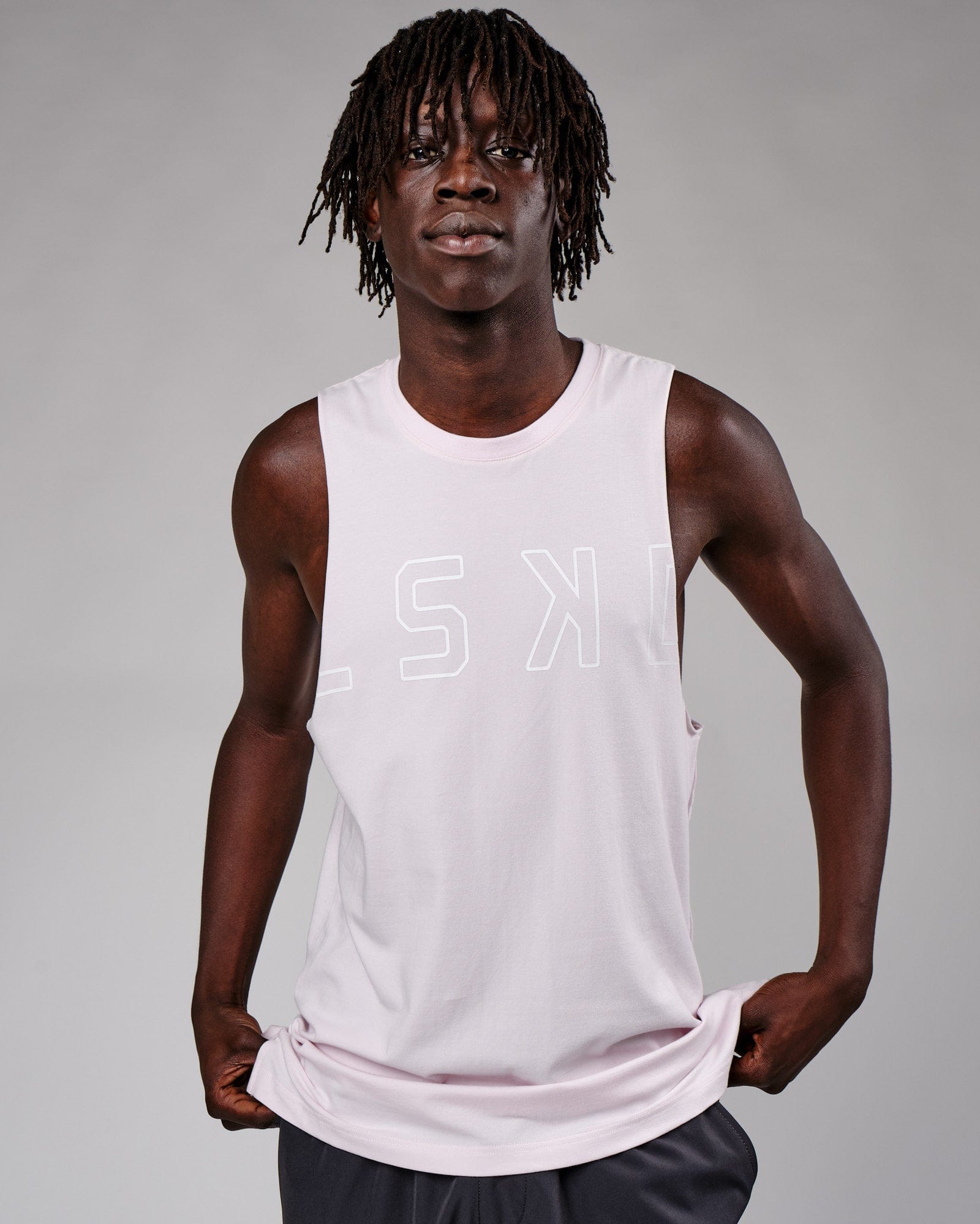 Model wearing Expand FLXCotton Training Fit Tank - Orchid Ice