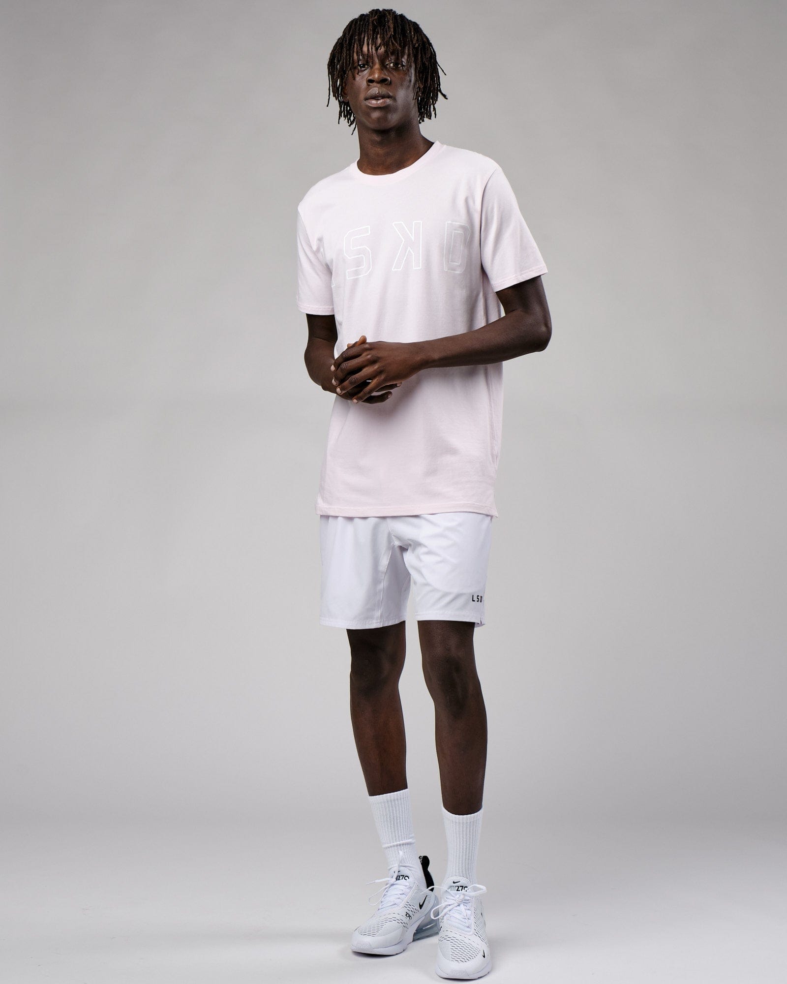 Model wearing Expand FLXCotton Tee - Orchid Ice