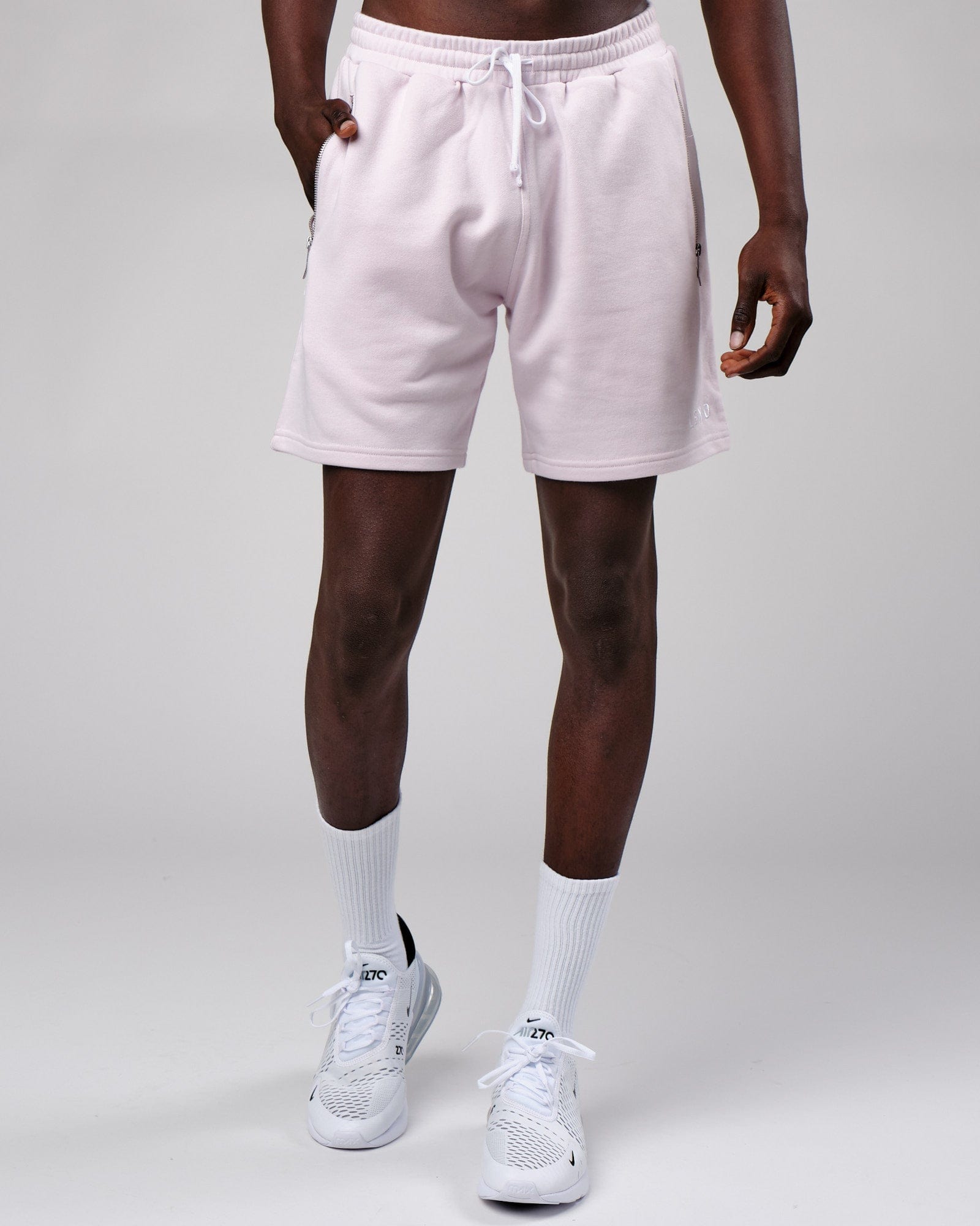 Model wearing Connor Track Short - Orchid Ice