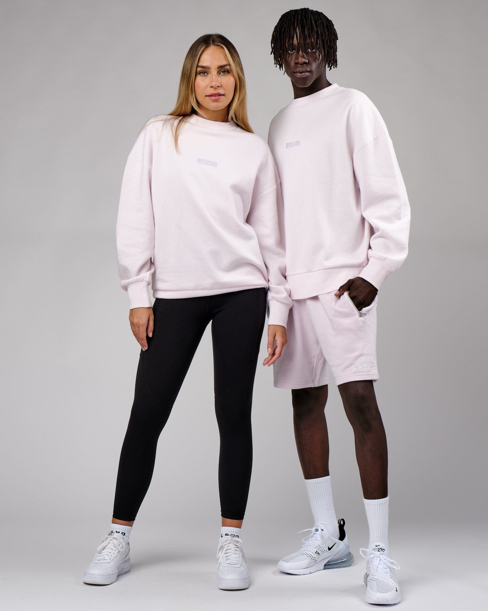 Model wearing Unisex Cornerstone Sweater Oversize - Orchid Ice