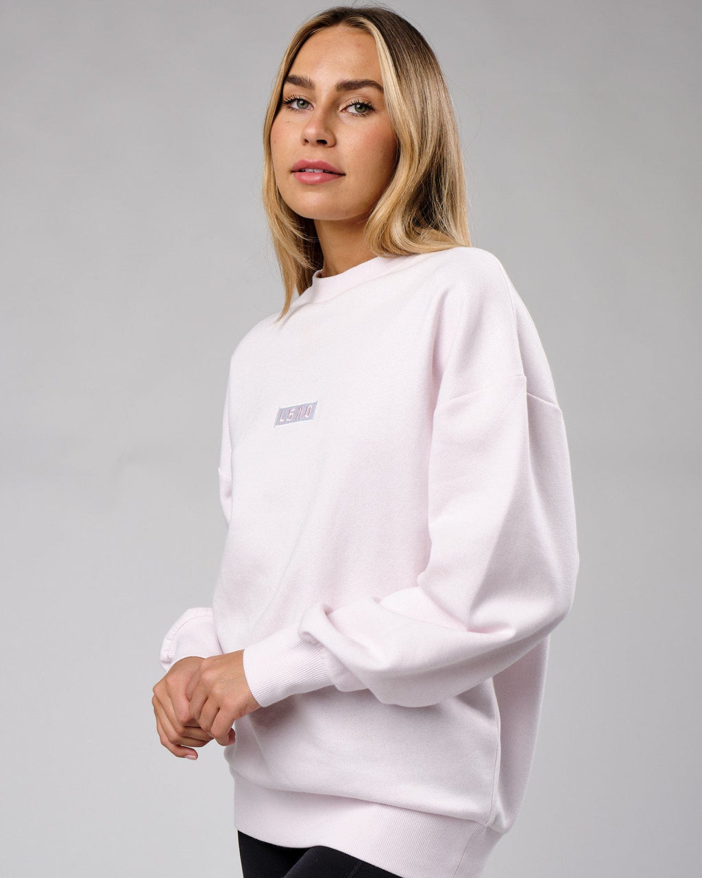 Model wearing Unisex Cornerstone Sweater Oversize - Orchid Ice