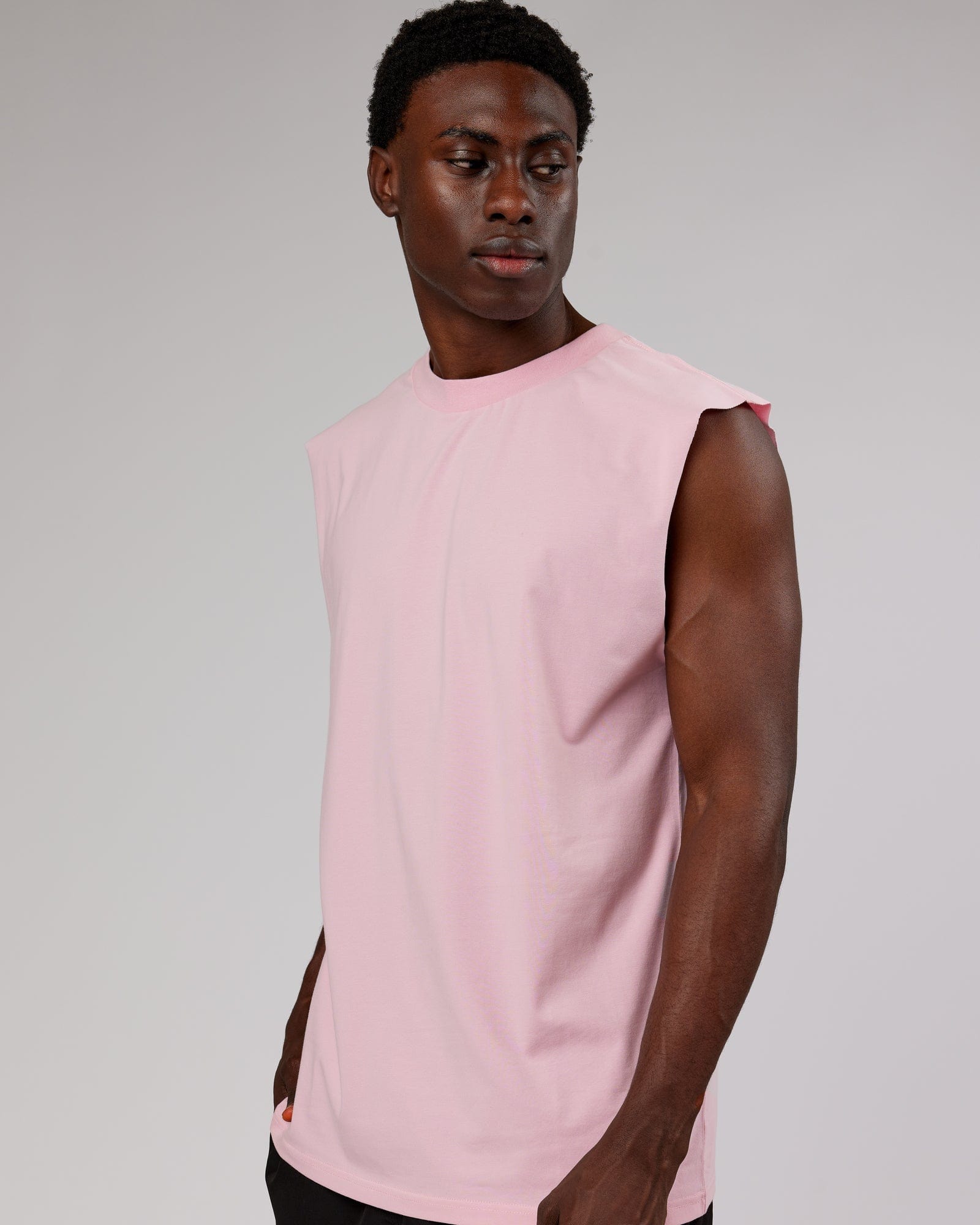 Model wearing LTRD FLXCotton Tank Oversize - Bleached Mauve