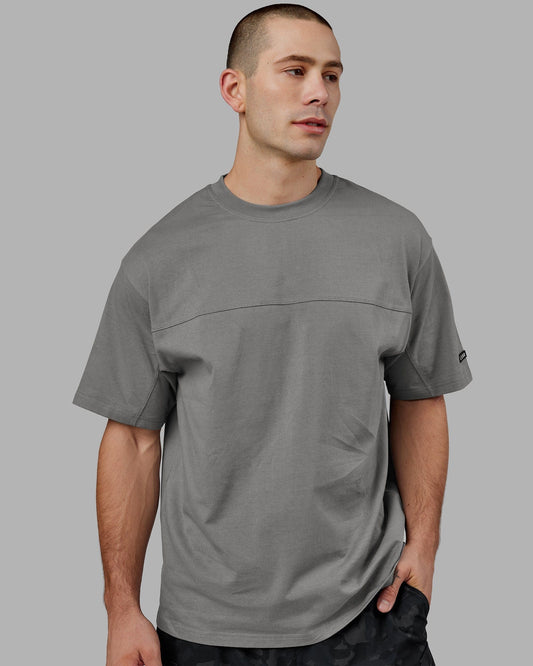 Model wearing Lab Heavyweight Tee Oversize - Graphite