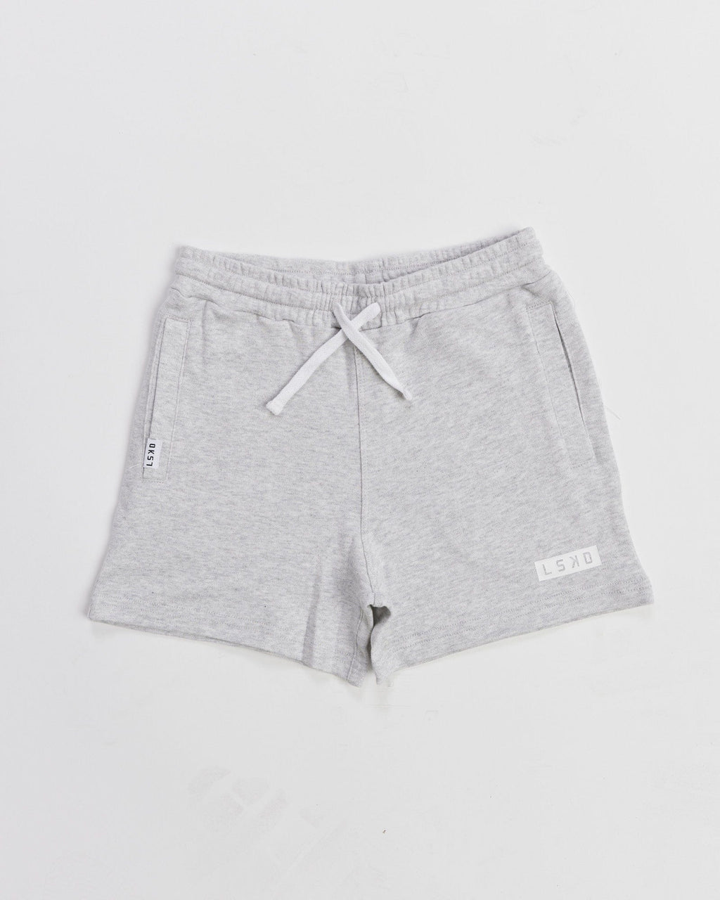 Model wearing Staple Jersey Short (00-8) - Lt Grey Marl