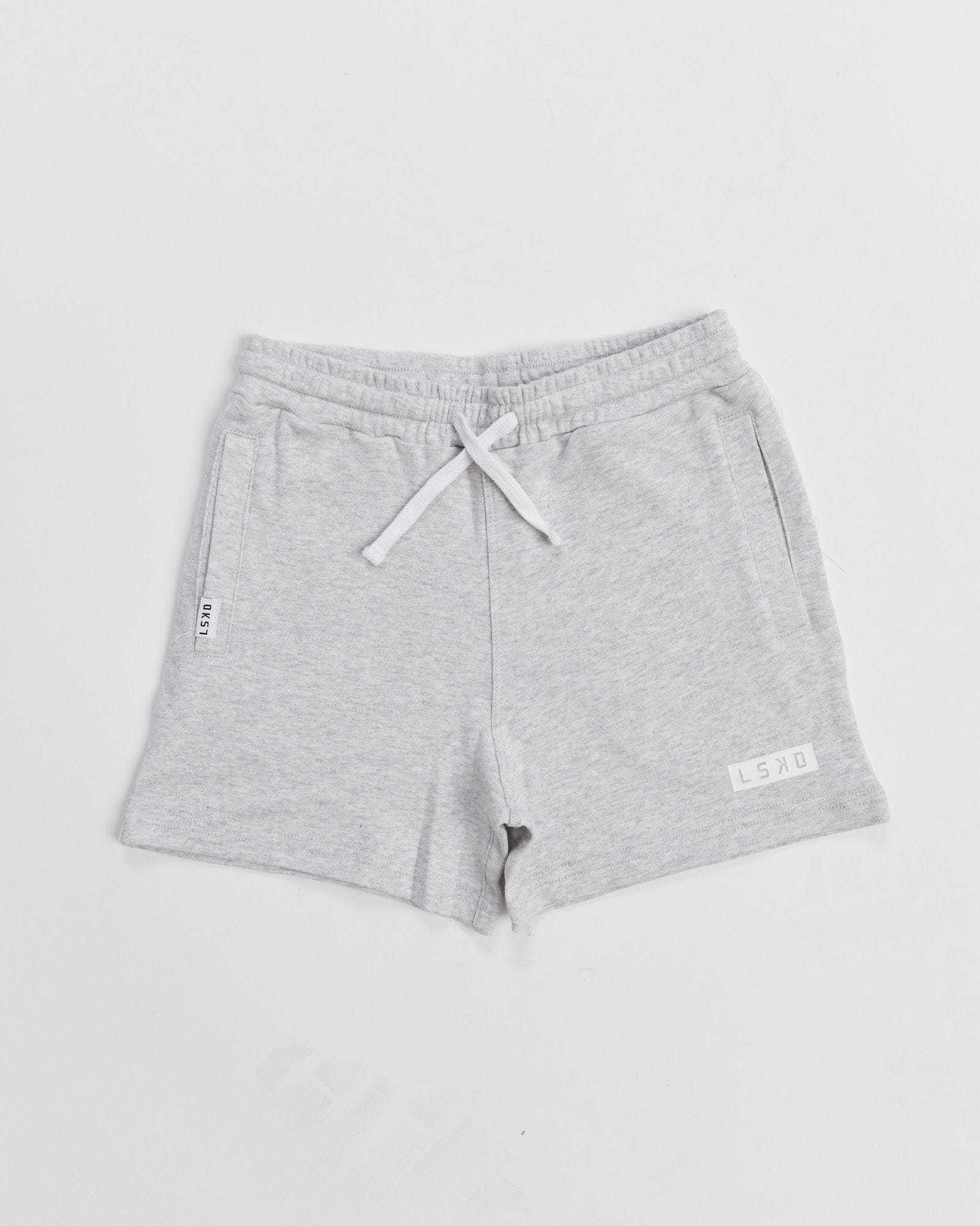 Model wearing Staple Jersey Short (00-8) - Lt Grey Marl