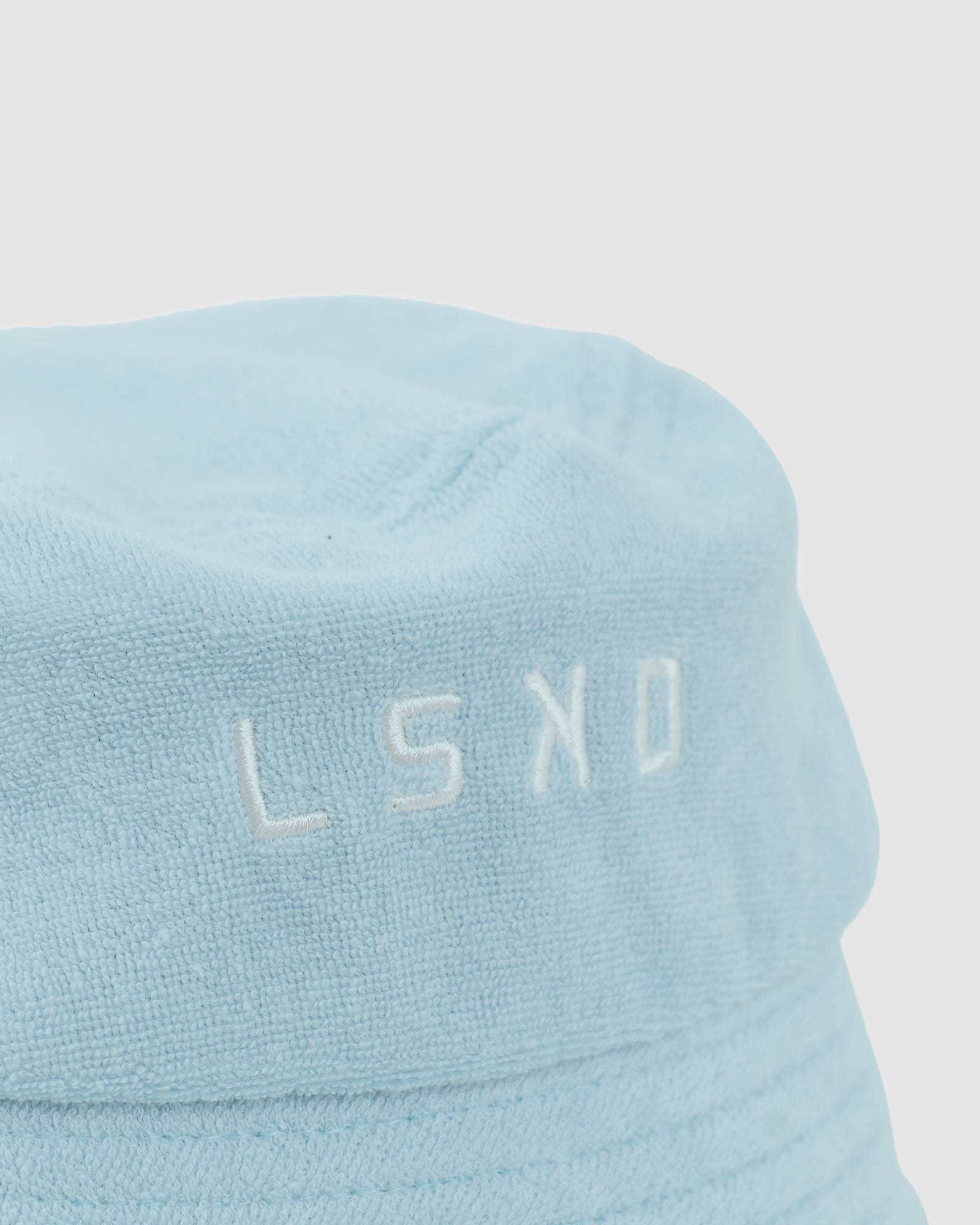 Model wearing Kids Field Bucket Hat - Blue