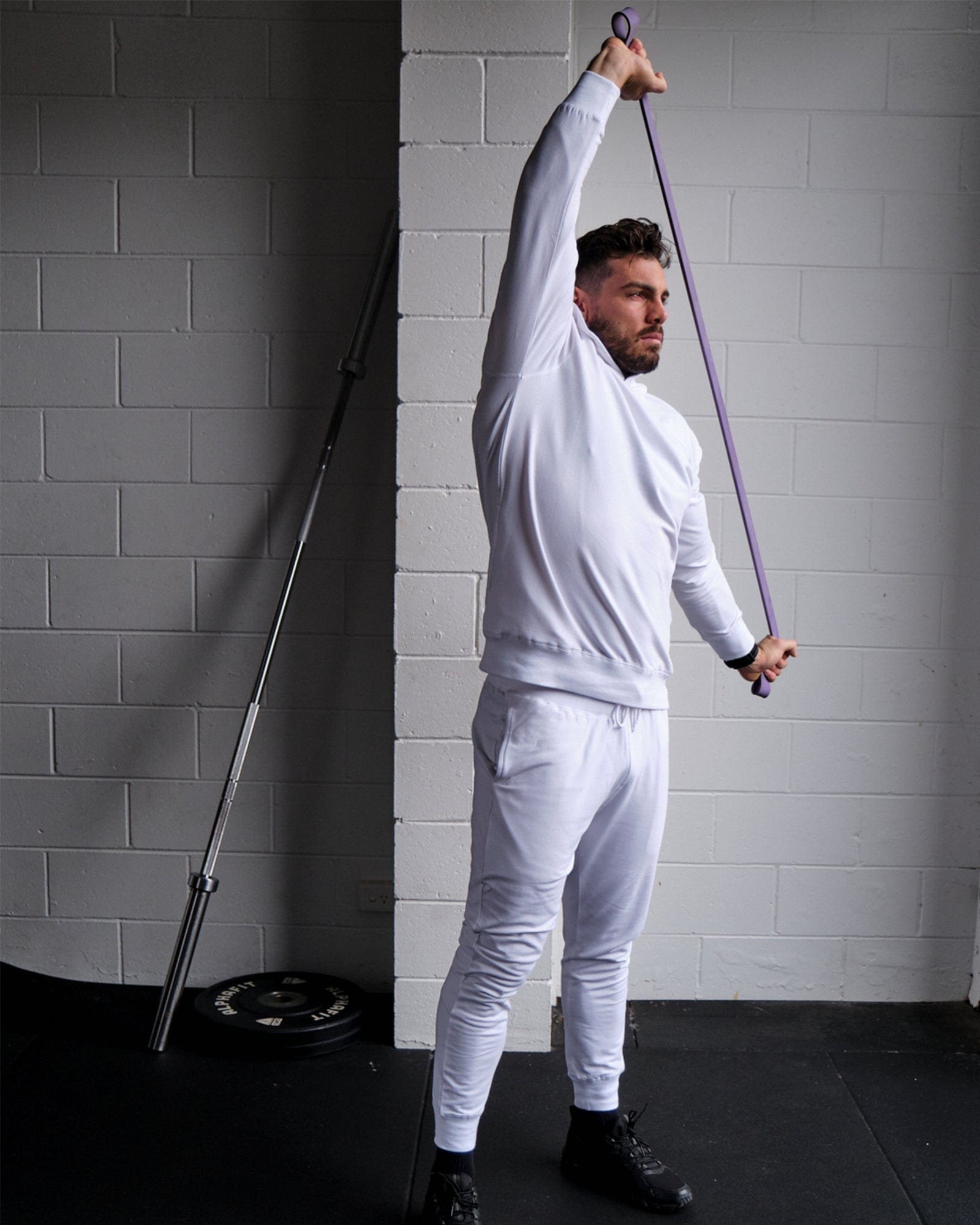Model wearing Rival FLXFleece Training Fit Hoodie - White