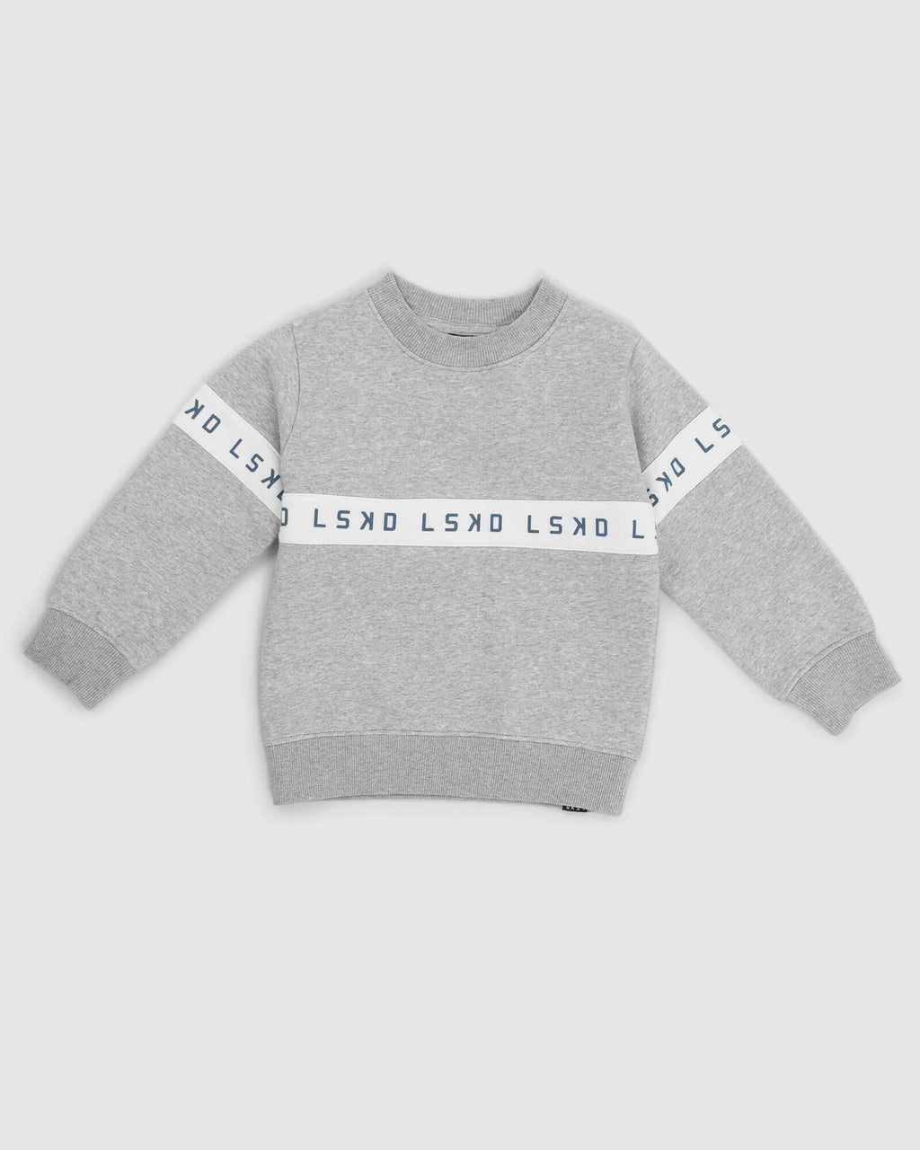 Model wearing Disc Sweater (00-8) - Lt Grey Marl