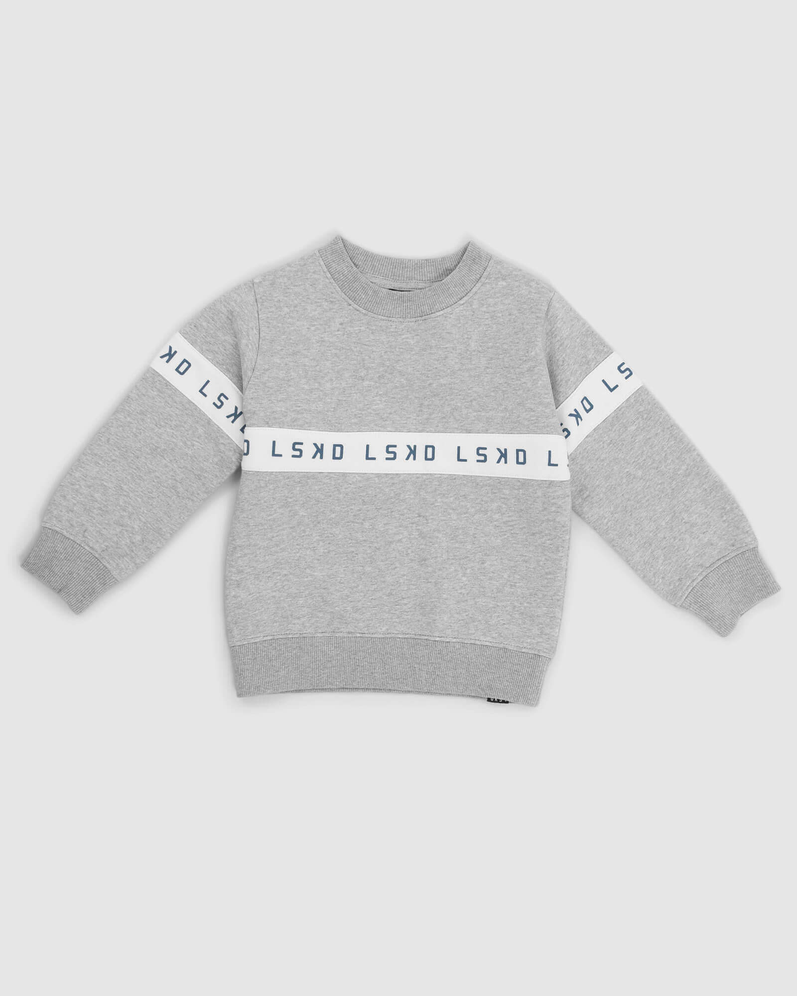 Model wearing Disc Sweater (00-8) - Lt Grey Marl