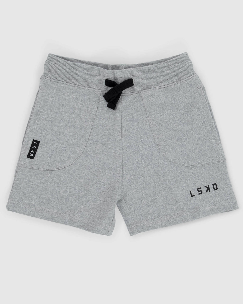 Model wearing Routine Track Short (00-8) - Lt Grey Marl