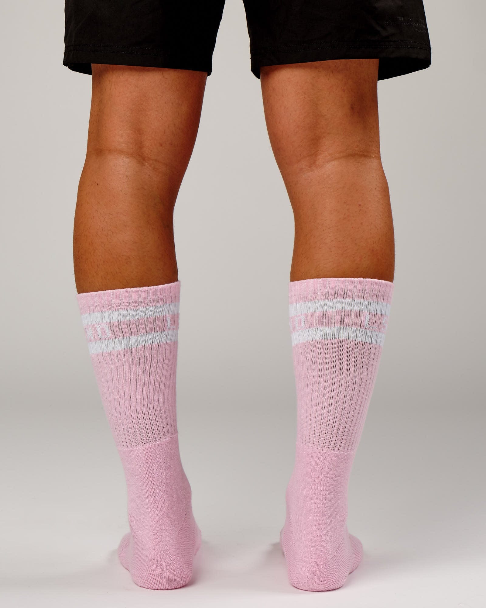 Model wearing A-Line Crew Sock - Petal Pink