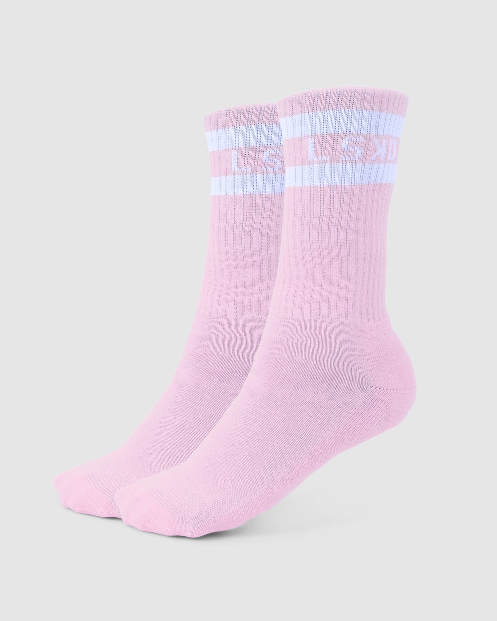 Model wearing A-Line Crew Sock - Petal Pink