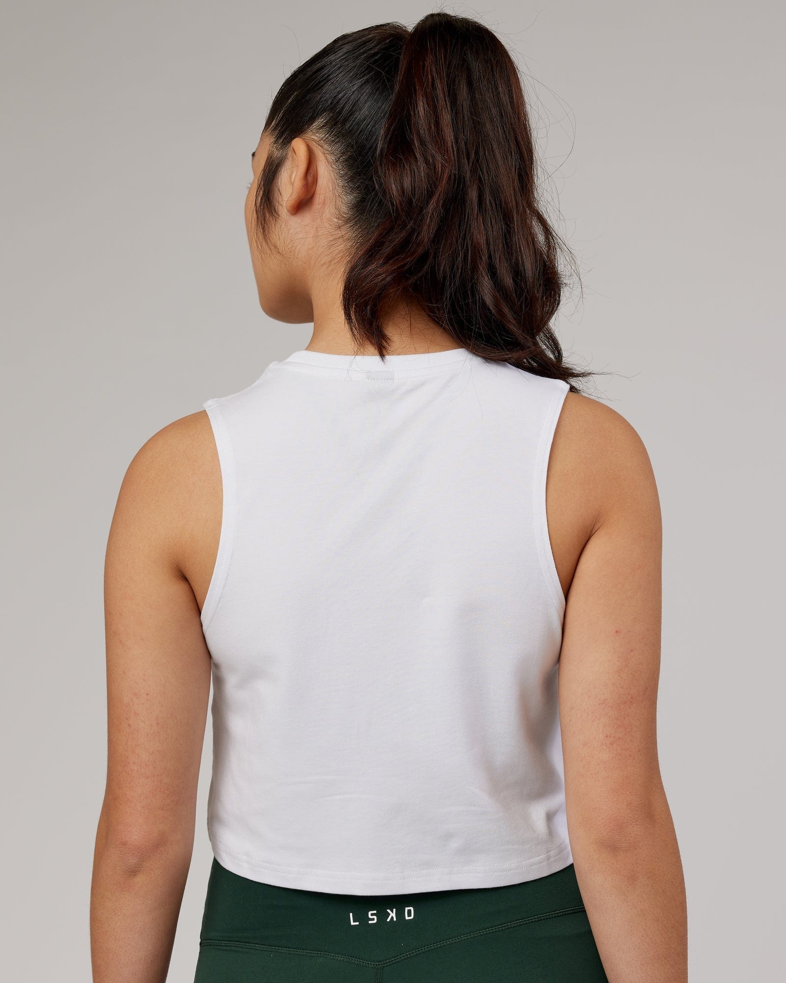 Model wearing Agile FLXCotton  Tank - White-Pineneedle