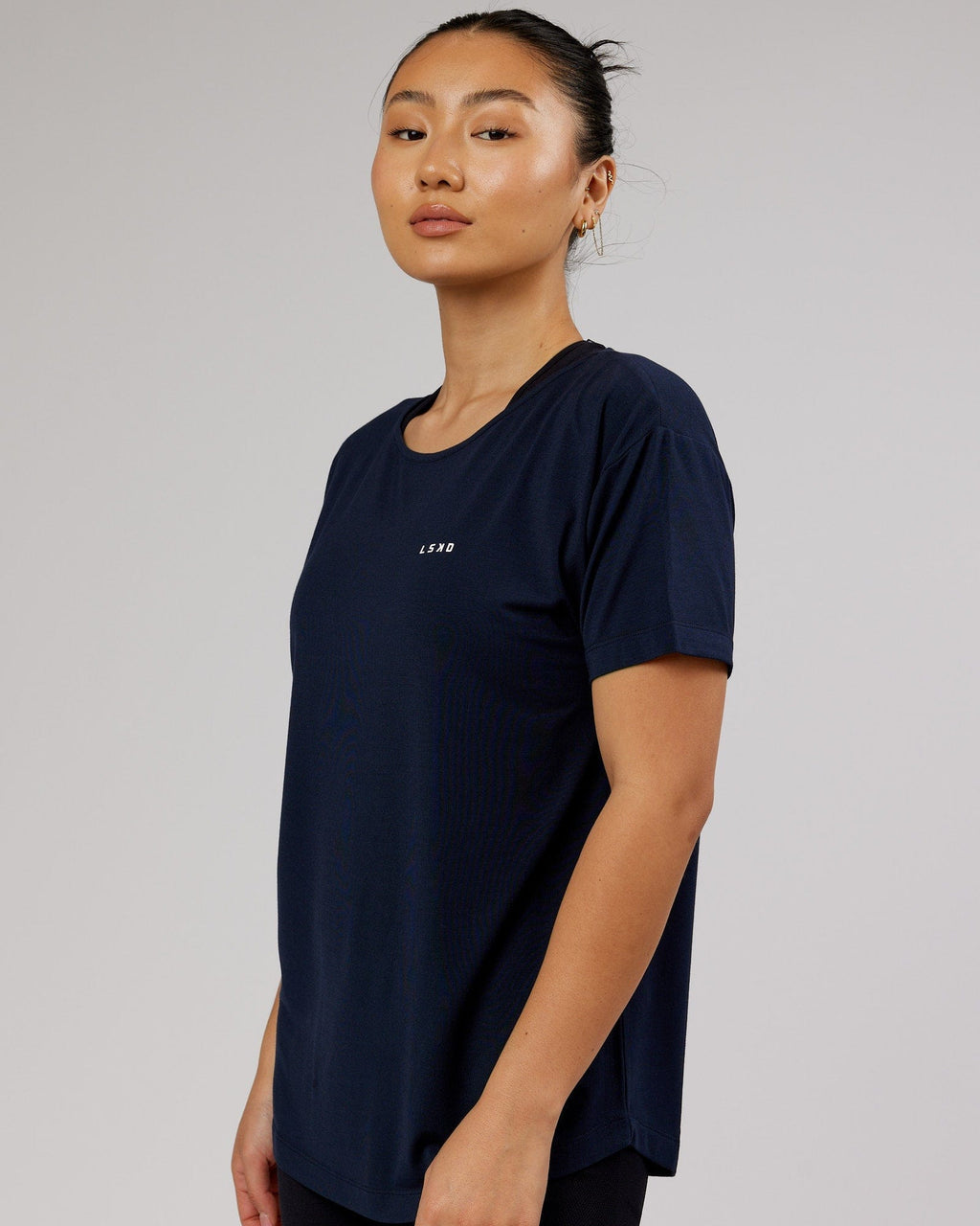 Model wearing Air Slouch Tee - Navy