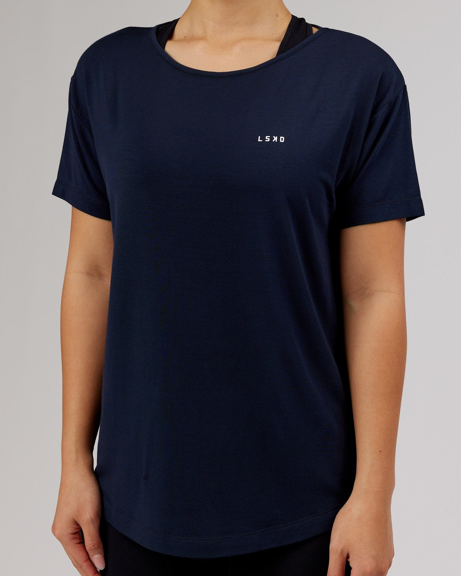 Model wearing Air Slouch Tee - Navy
