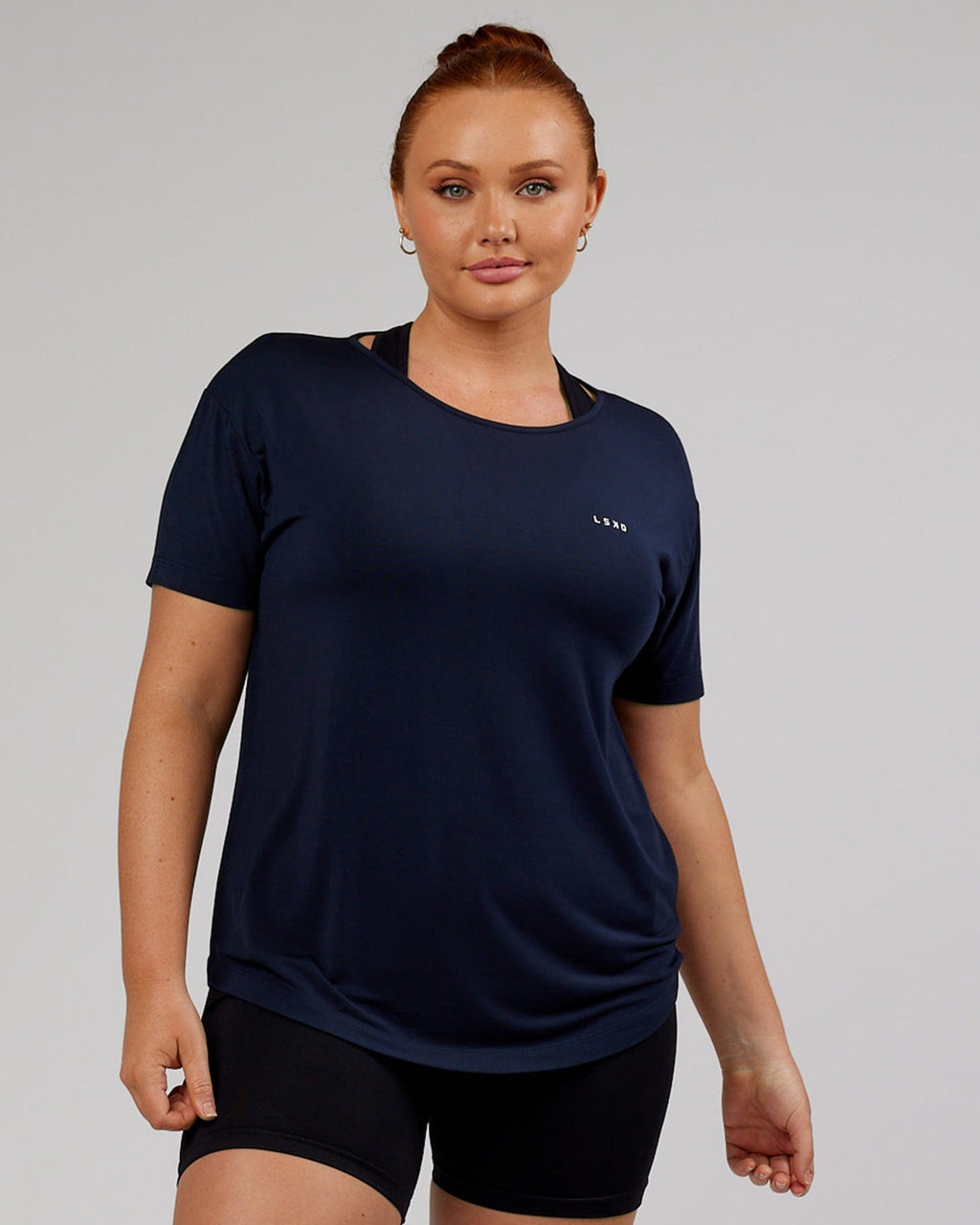 Model wearing Air Slouch Tee - Navy