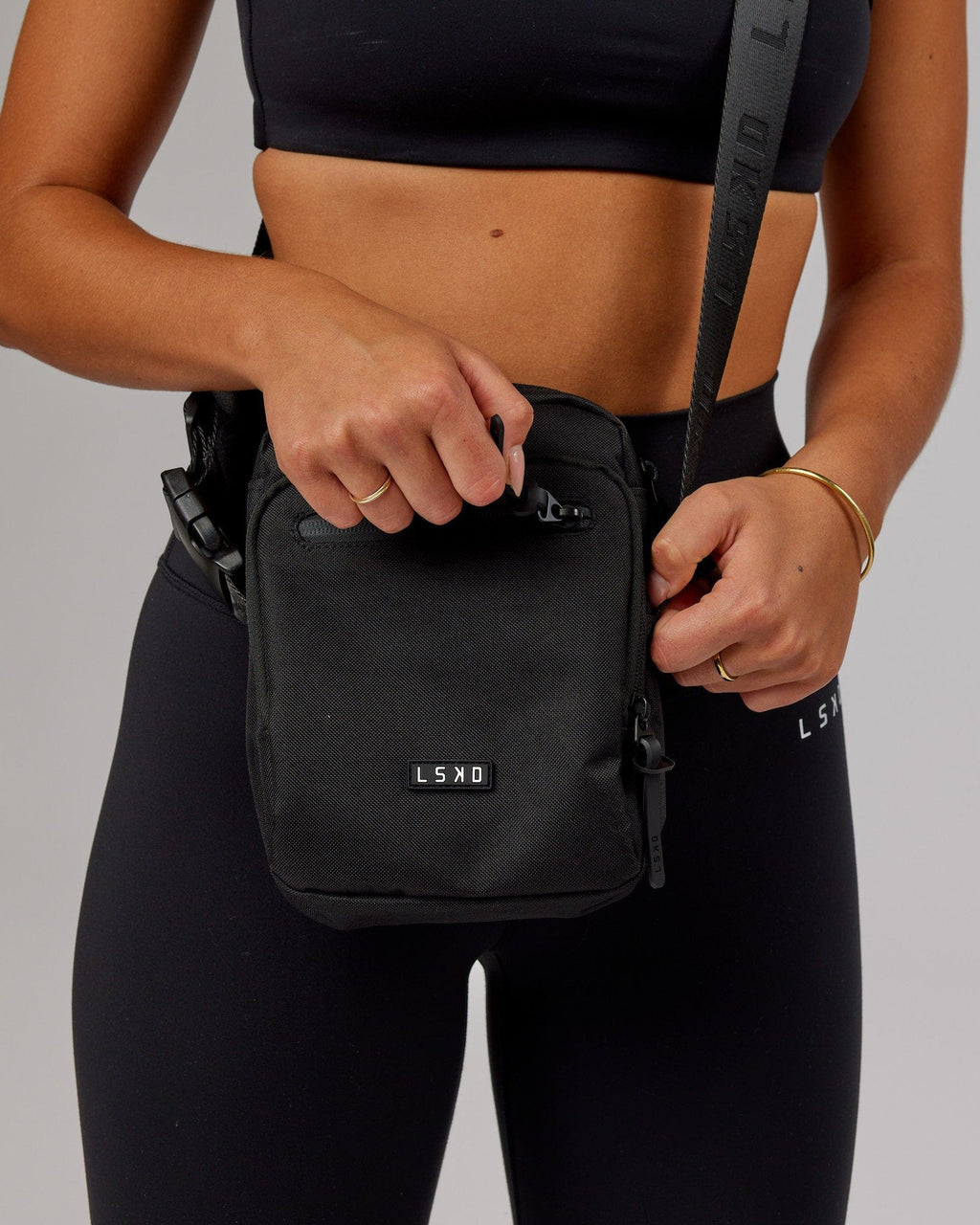 Model wearing All Day Crossbody Bag - Black