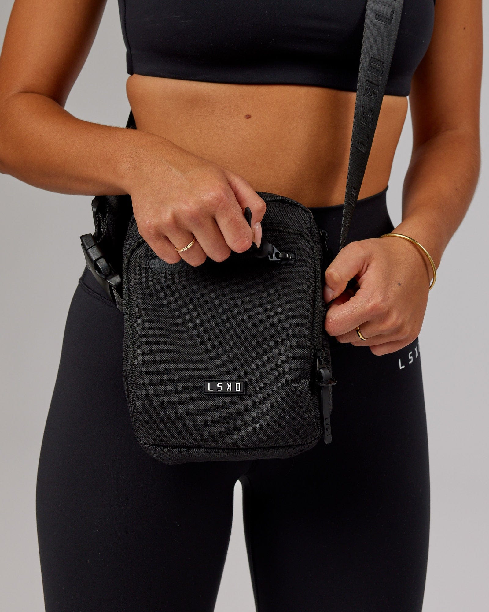 Model wearing All Day Crossbody Bag - Black
