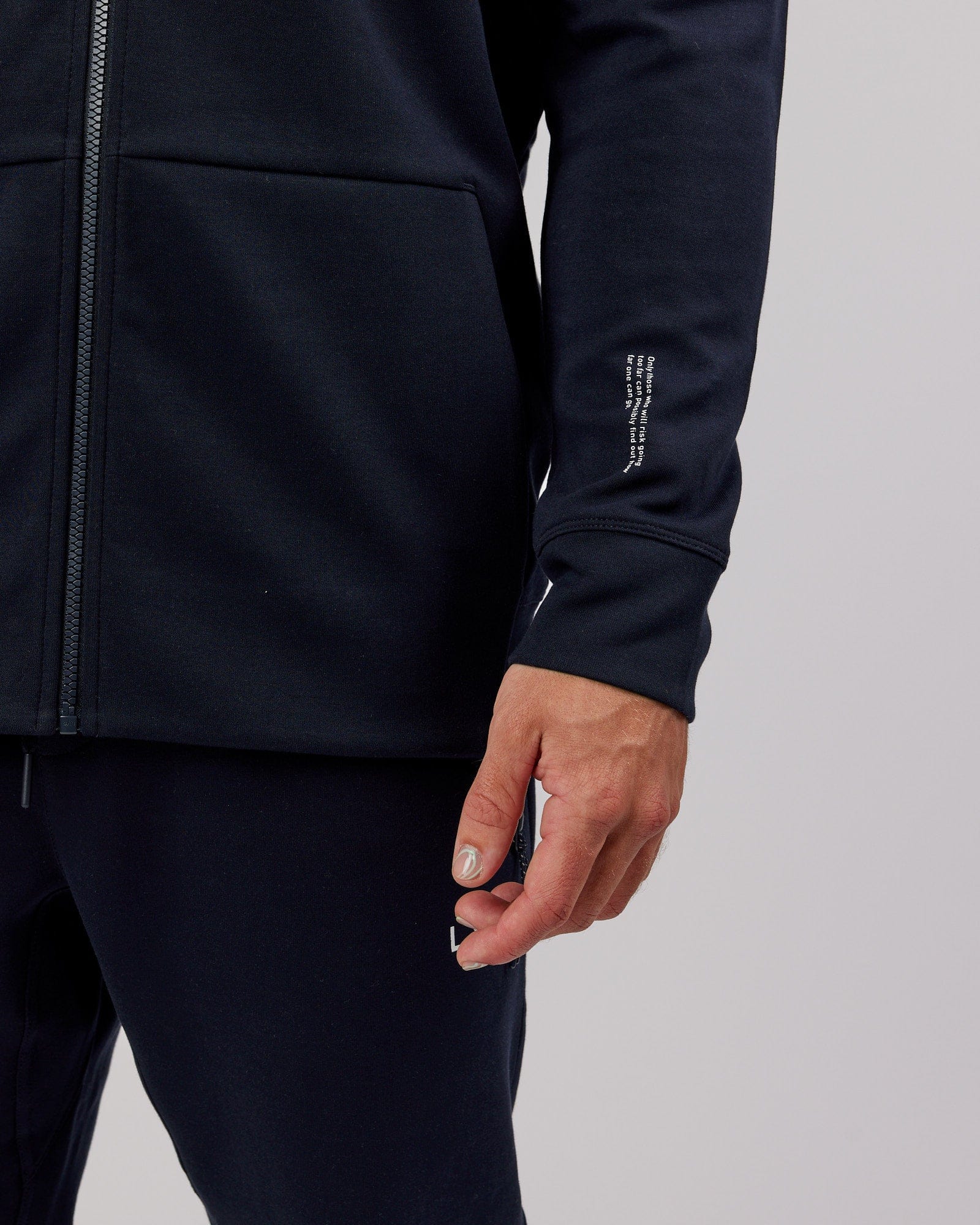 Model wearing Athlete ForgedFleece Zip Up Hoodie - Dark Navy