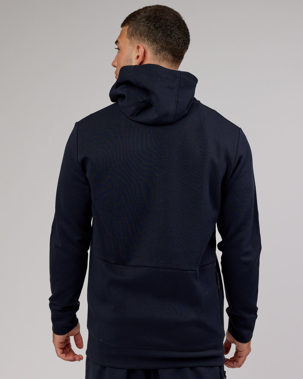 Model wearing Athlete ForgedFleece Zip Up Hoodie - Dark Navy
