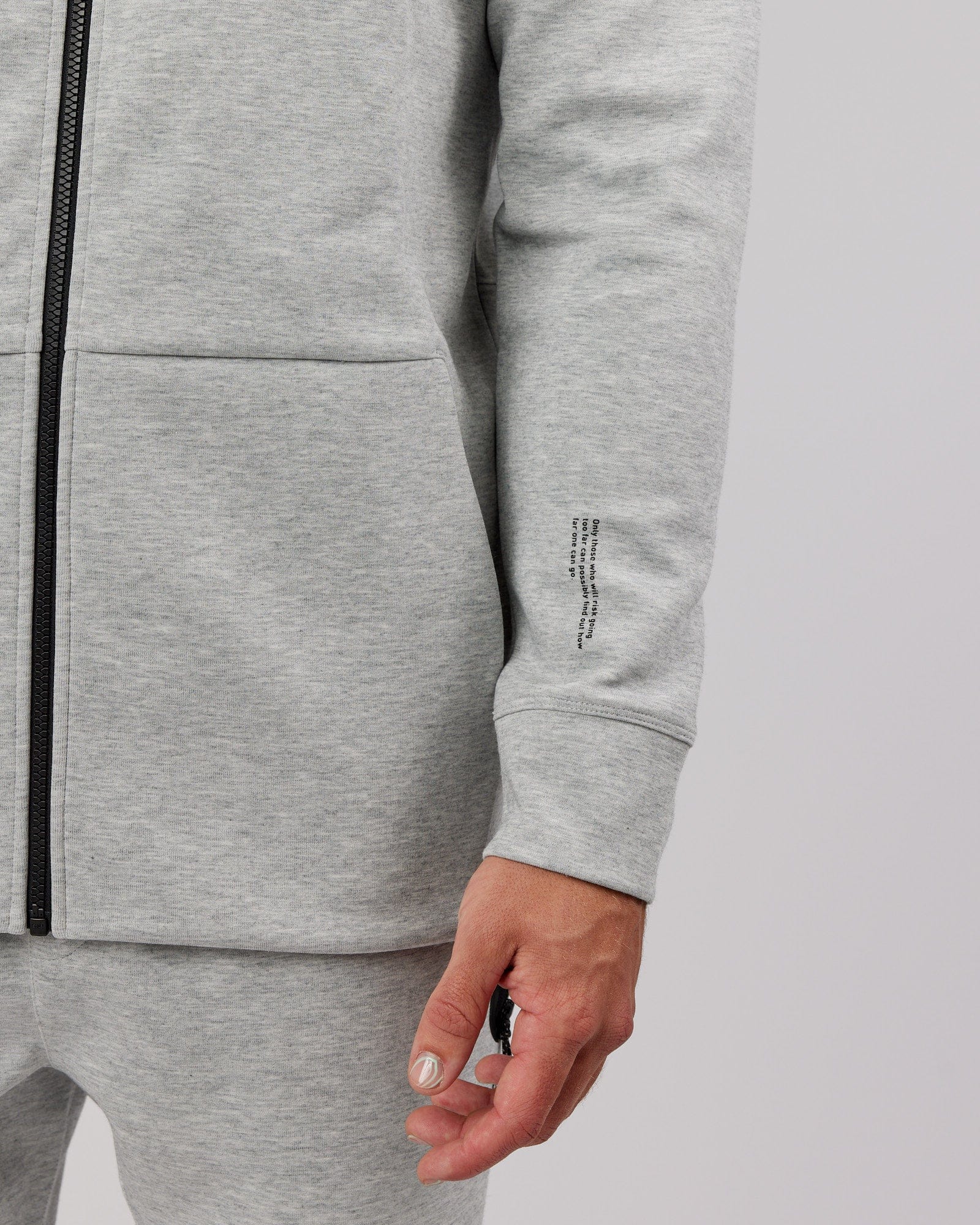Model wearing Athlete ForgedFleece Zip Up Hoodie - Lt Grey Marl