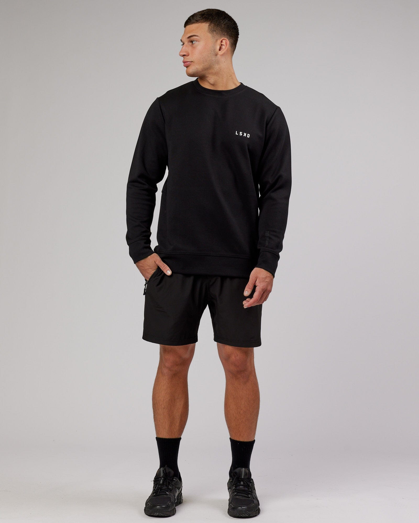 Model wearing Athlete ForgedFleece Sweater - Black