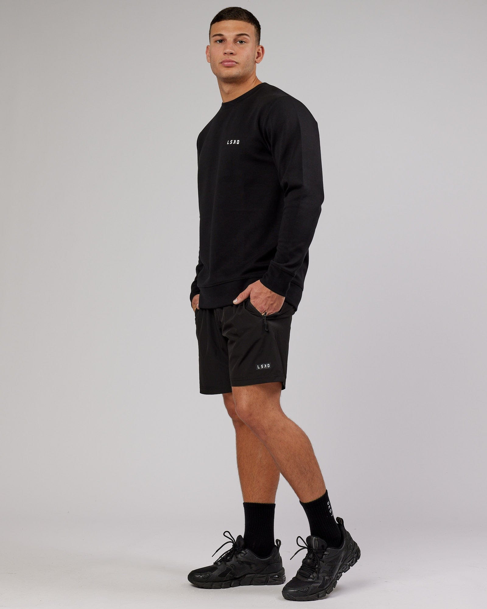 Model wearing Athlete ForgedFleece Sweater - Black