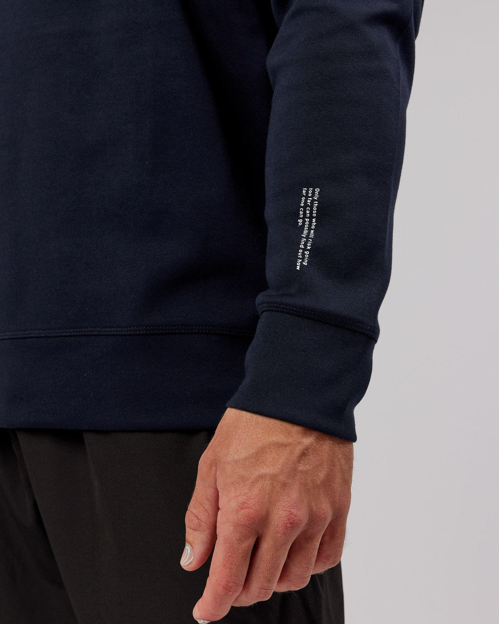 Model wearing Athlete ForgedFleece Sweater - Dark Navy