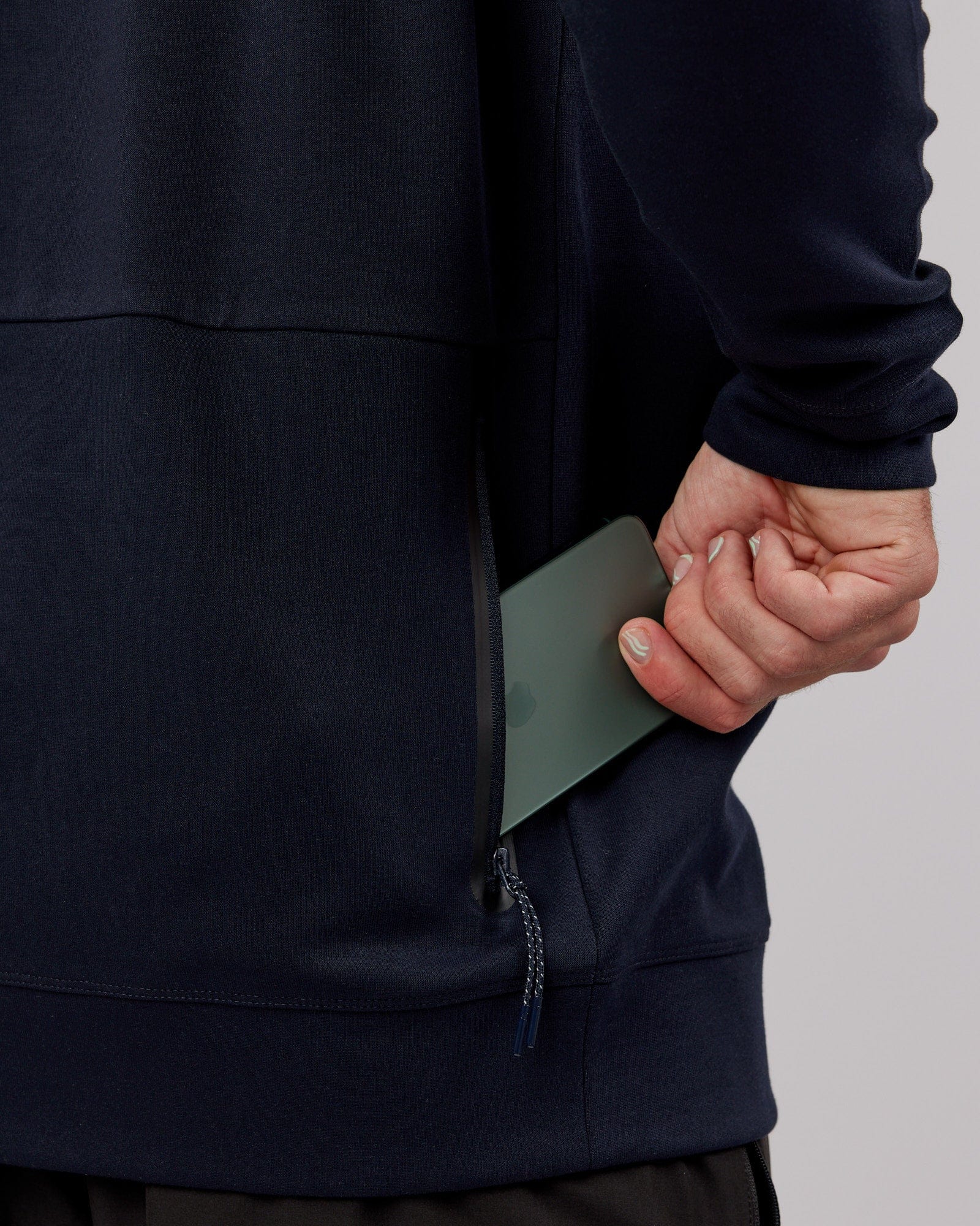 Model wearing Athlete ForgedFleece Sweater - Dark Navy