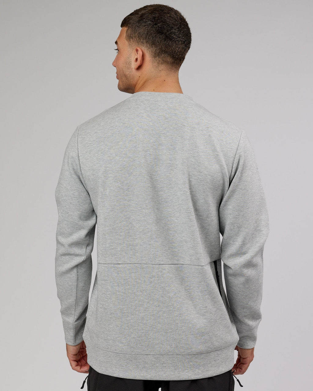 Model wearing Athlete ForgedFleece Sweater - Lt Grey Marl
