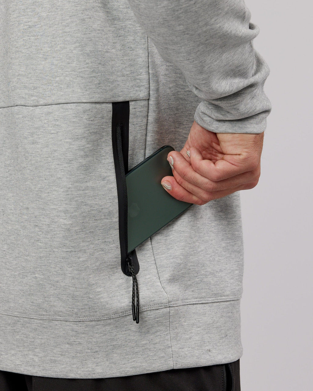 Model wearing Athlete ForgedFleece Sweater - Lt Grey Marl