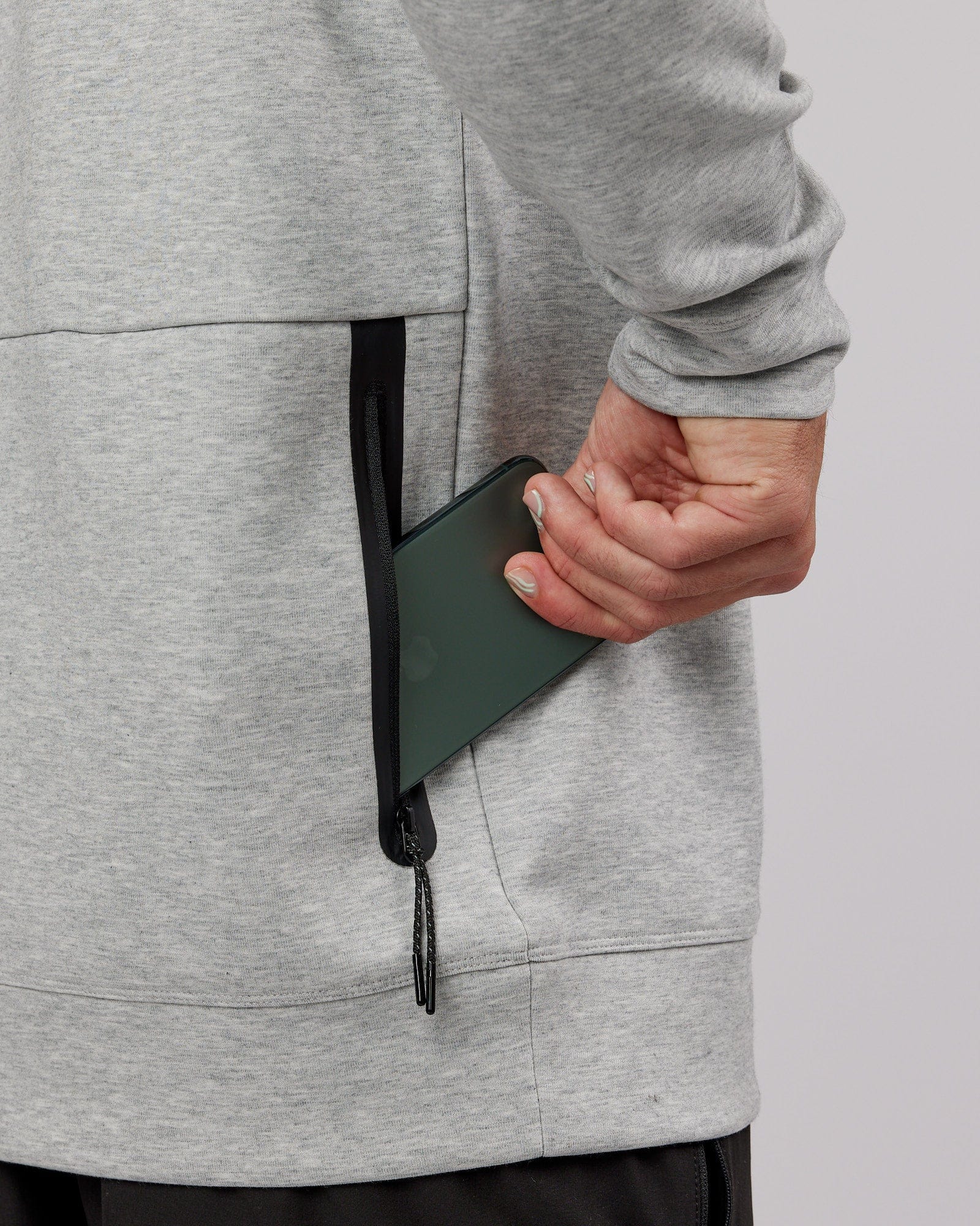 Model wearing Athlete ForgedFleece Sweater - Lt Grey Marl