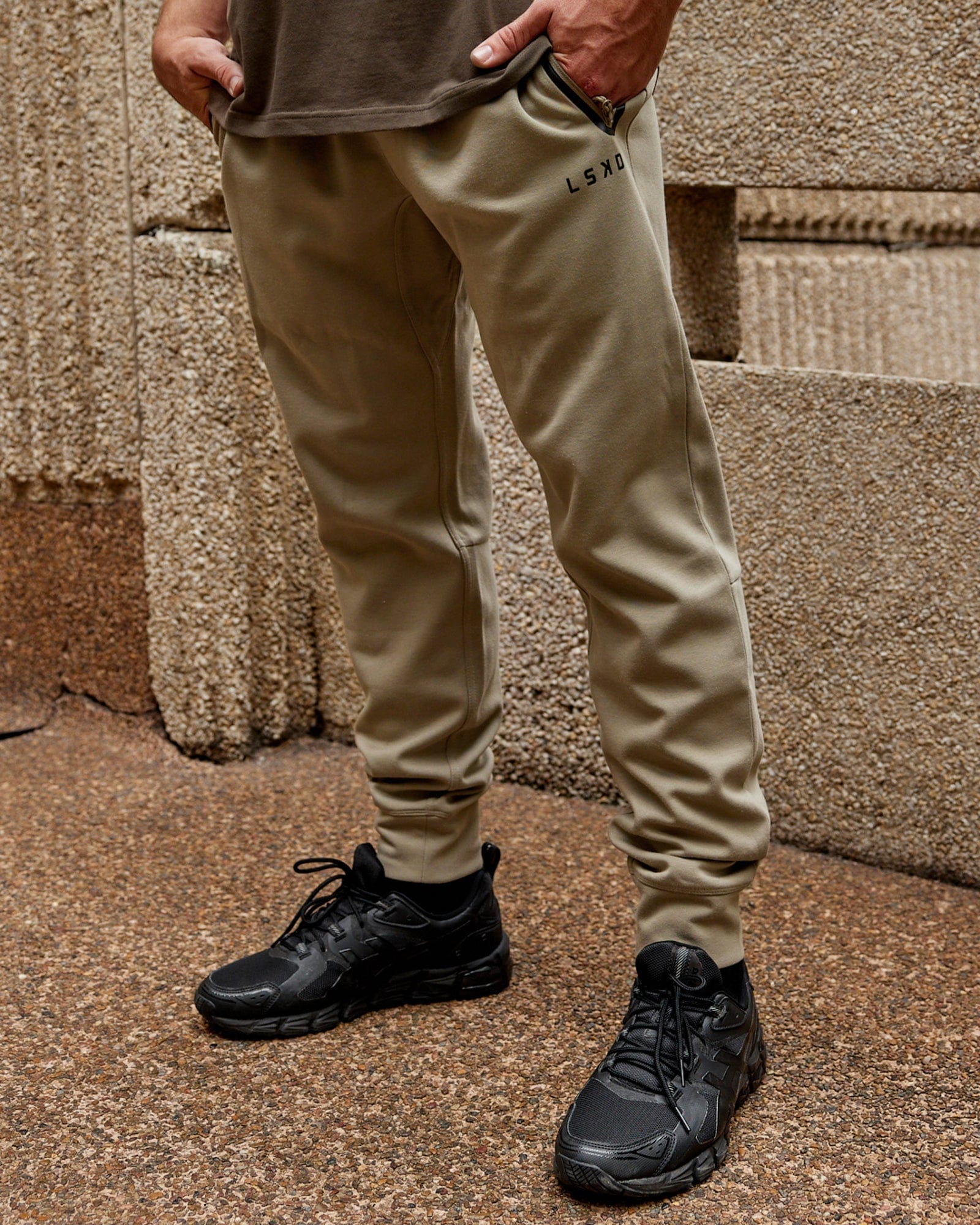 Model wearing Athlete ForgedFleece Zip Trackpant - Laurel Oak