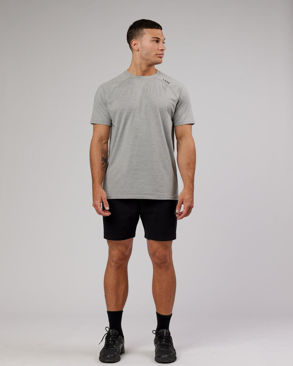 Model wearing Athlete ForgedFleece Track Short - Black