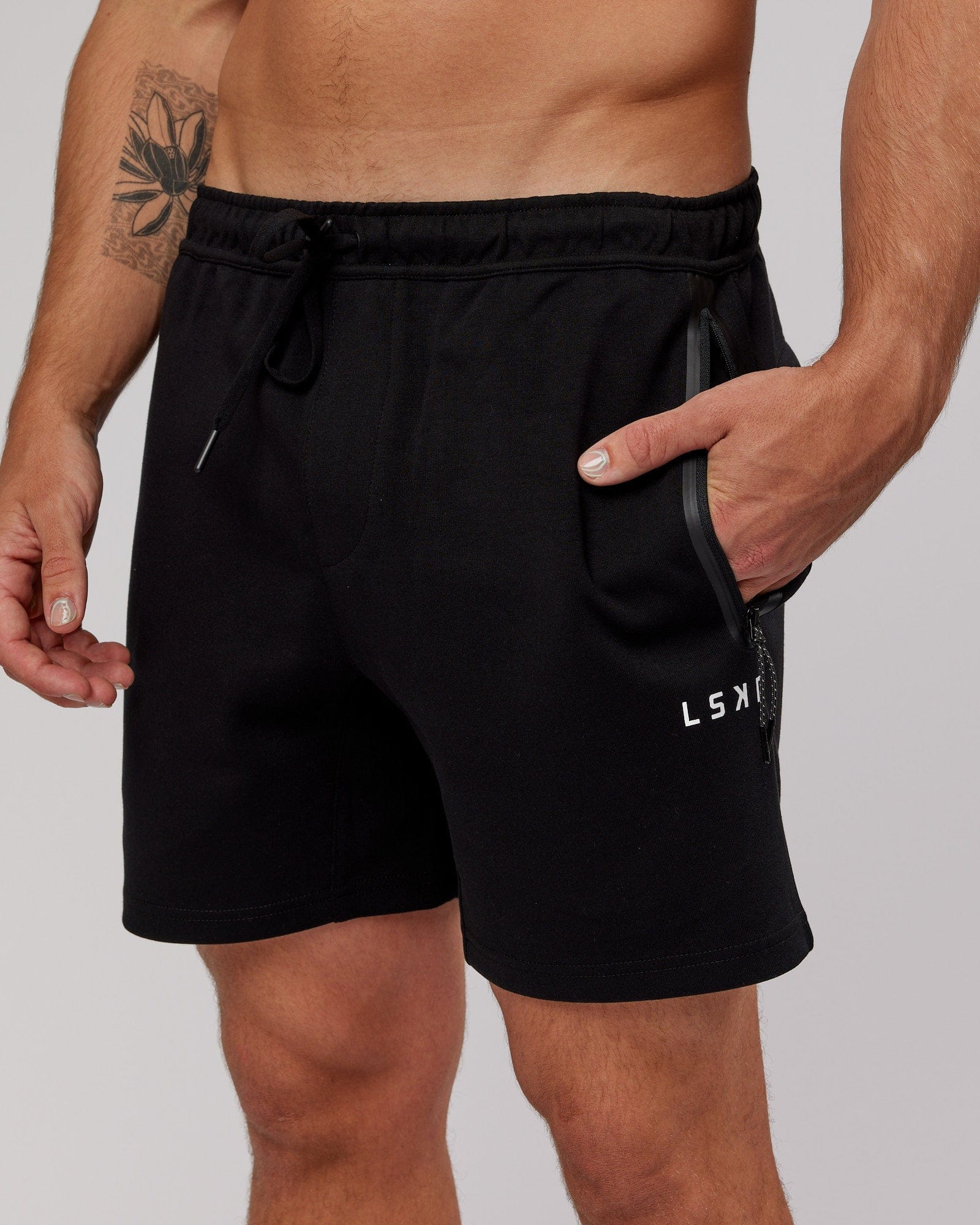 Model wearing Athlete ForgedFleece Track Short - Black
