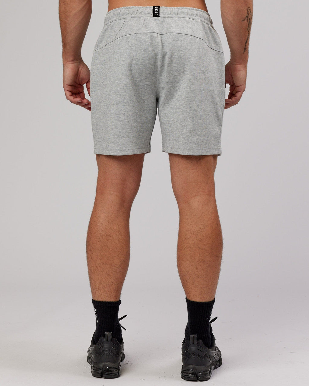 Model wearing Athlete ForgedFleece Track Short - Lt Grey Marl