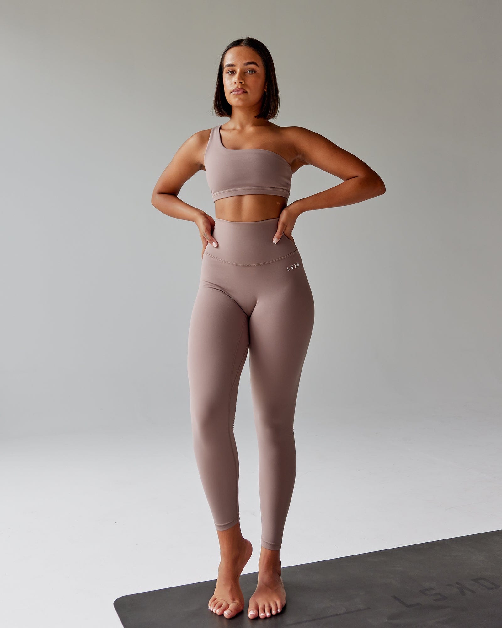 Model wearing Base 2.0 Full Length Tight - Deep Taupe