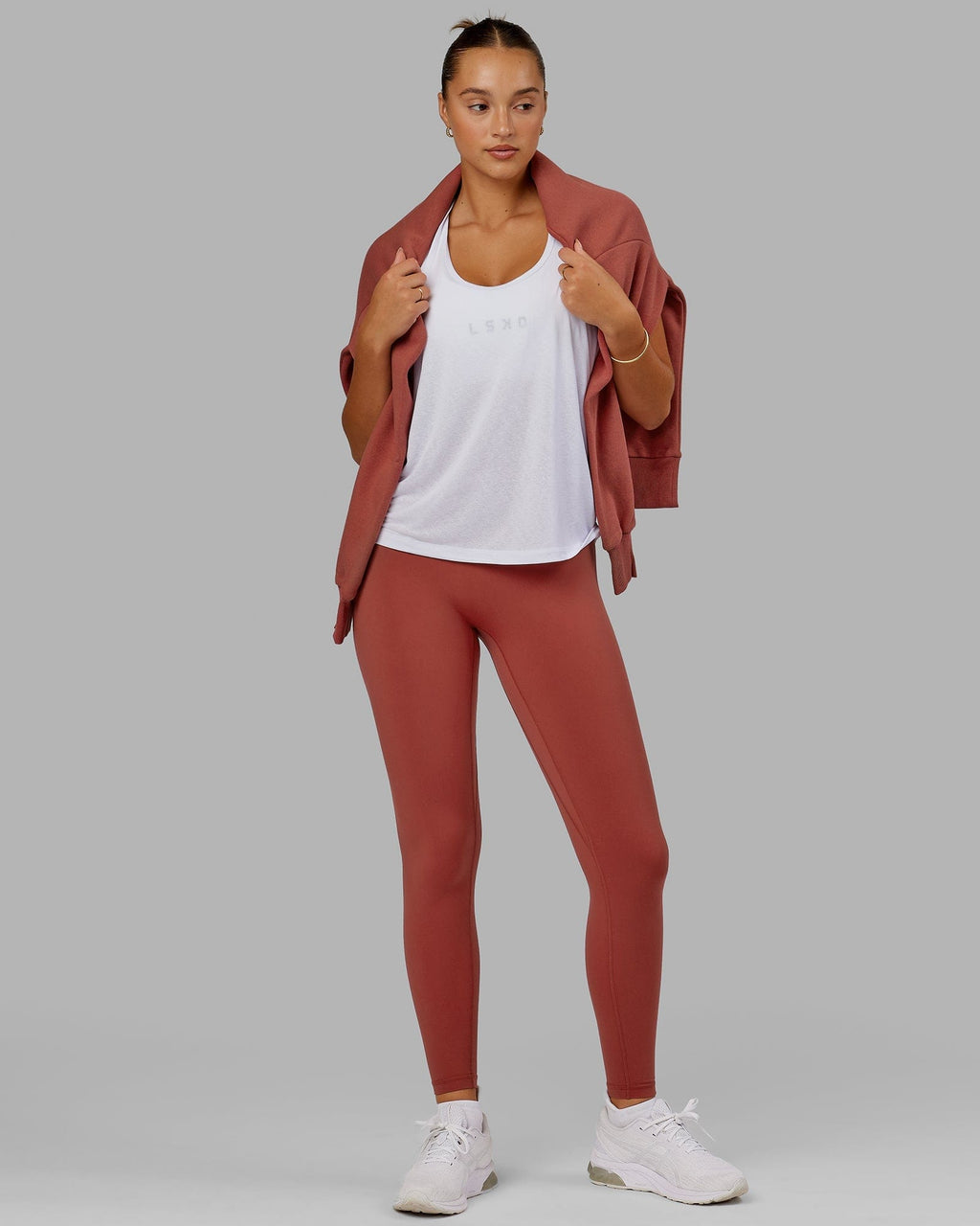 Model wearing Base 2.0 Full Length Tight - Paprika