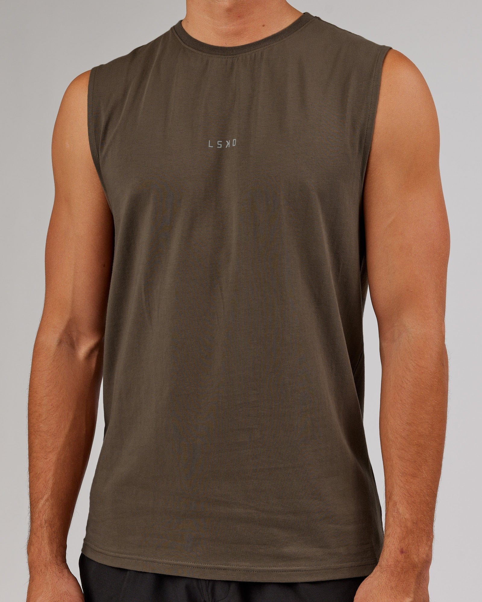 Model wearing Base FLXCotton Tank - Army Green