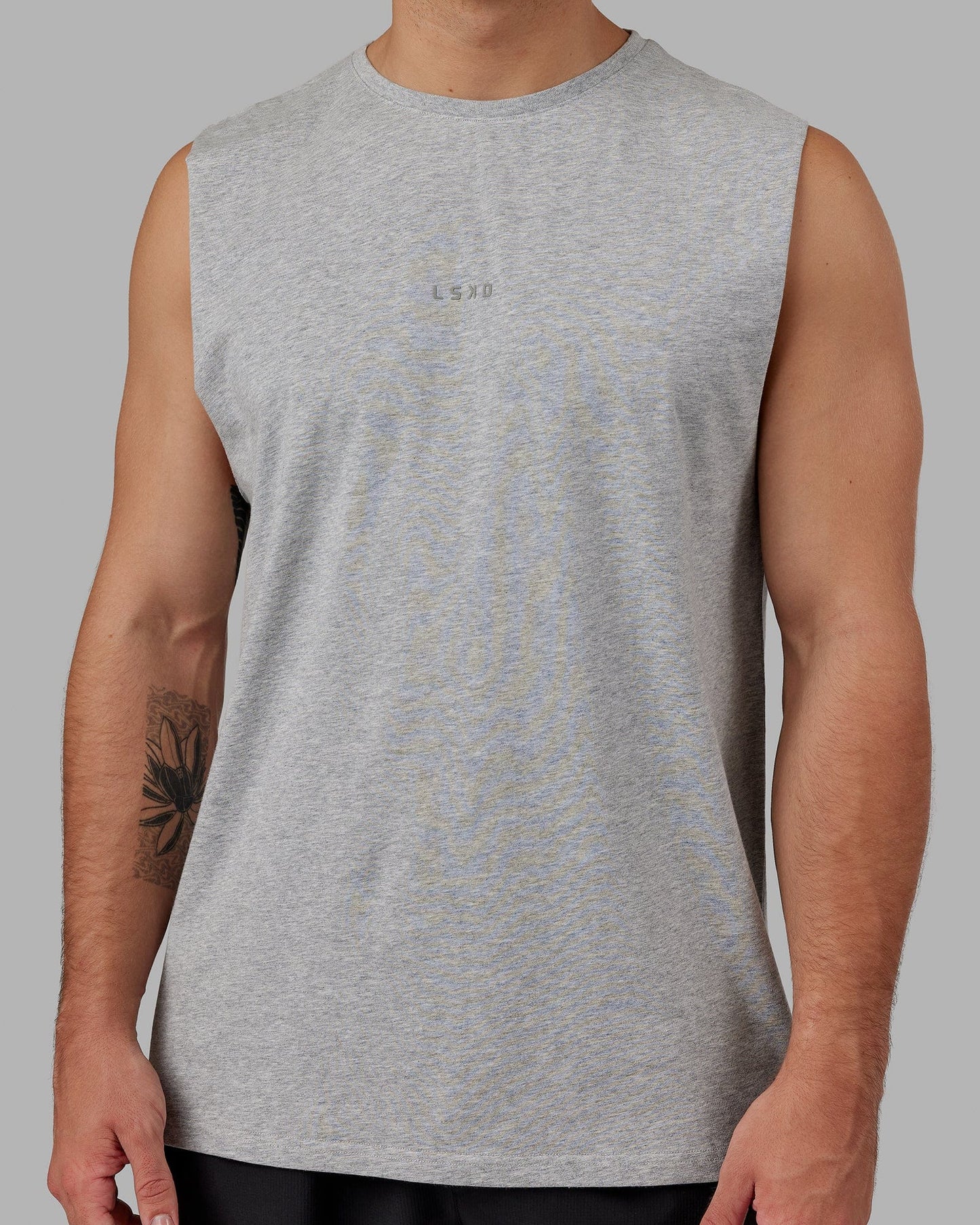 Model wearing Base FLXCotton Tank - Lt Grey Marl