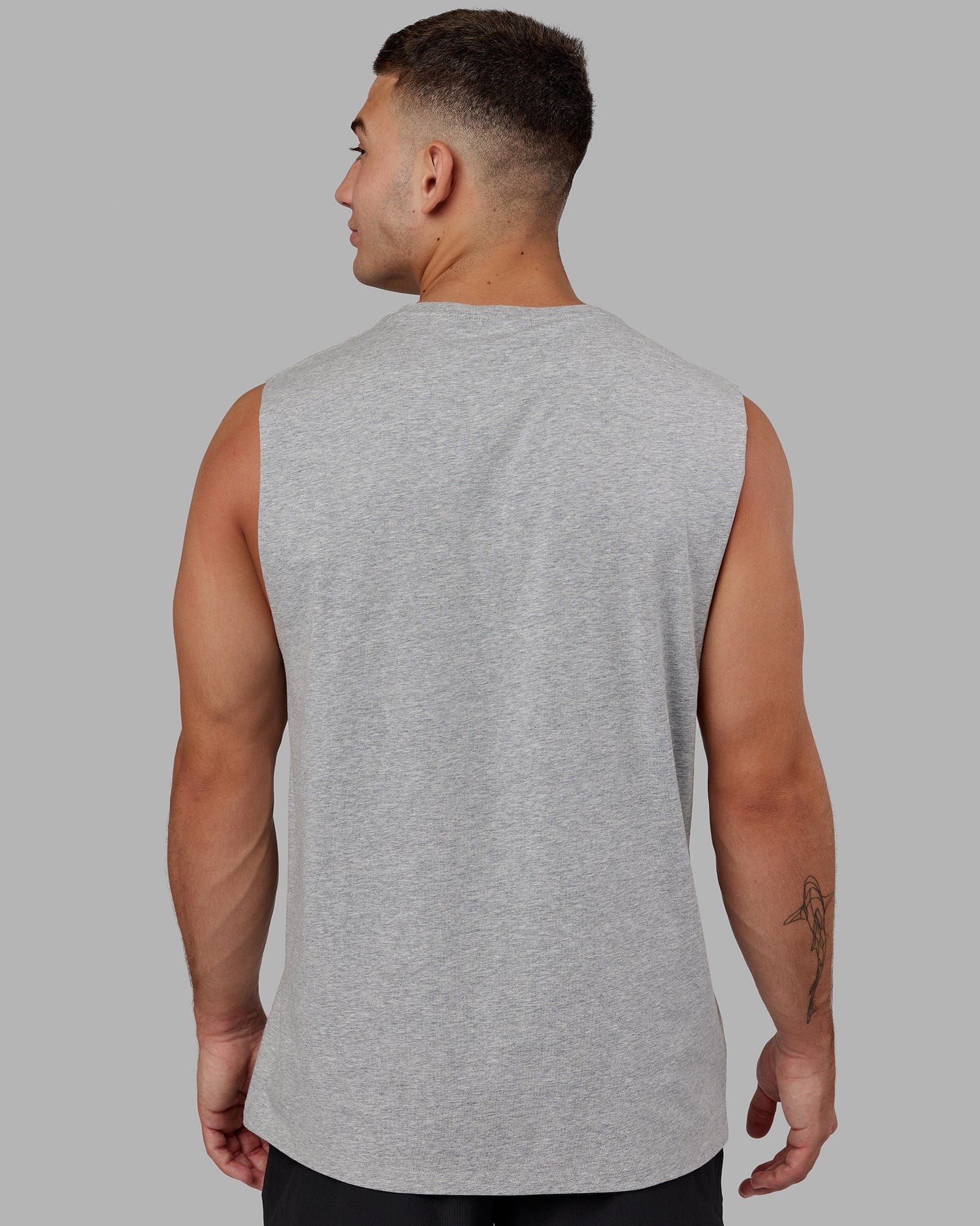 Model wearing Base FLXCotton Tank - Lt Grey Marl