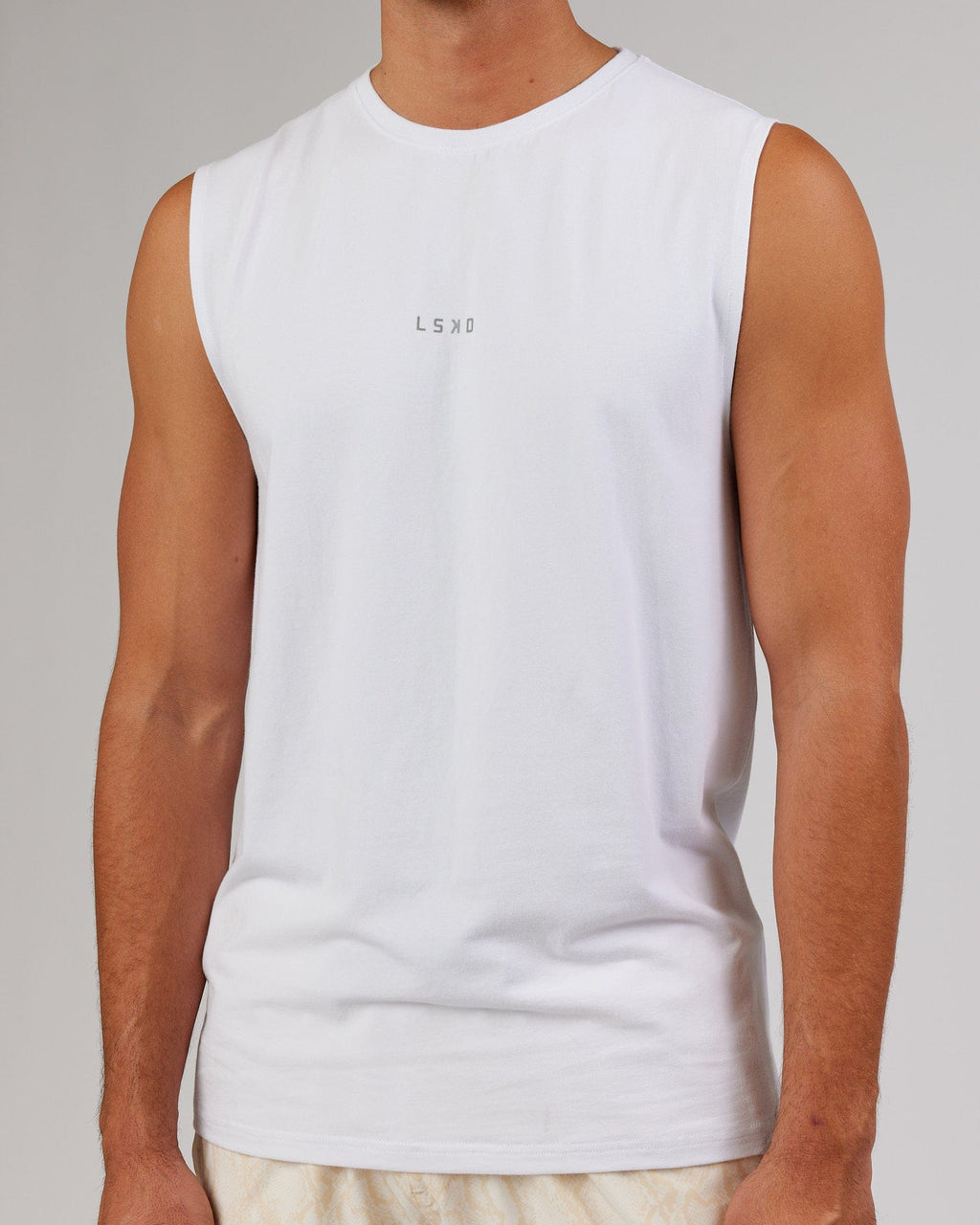 Model wearing Base FLXCotton Tank - White