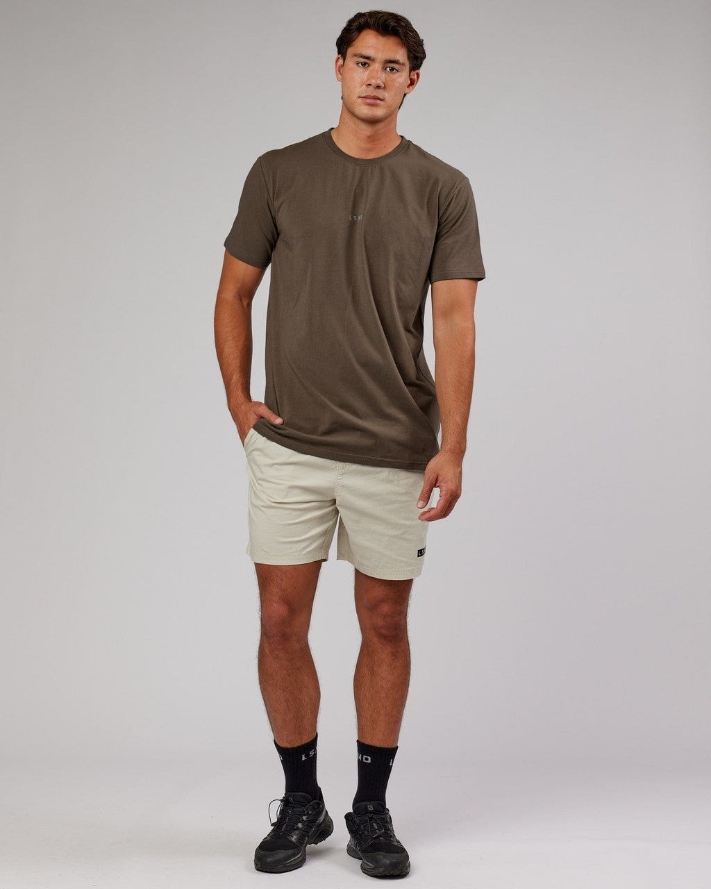 Model wearing Base FLXCotton Tee - Army Green