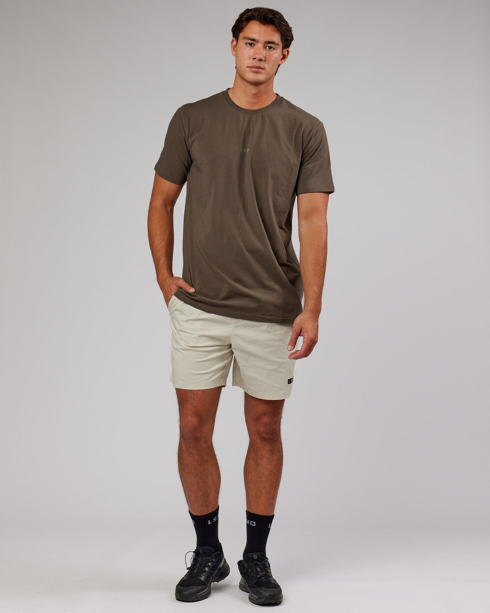 Model wearing Base FLXCotton Tee - Army Green