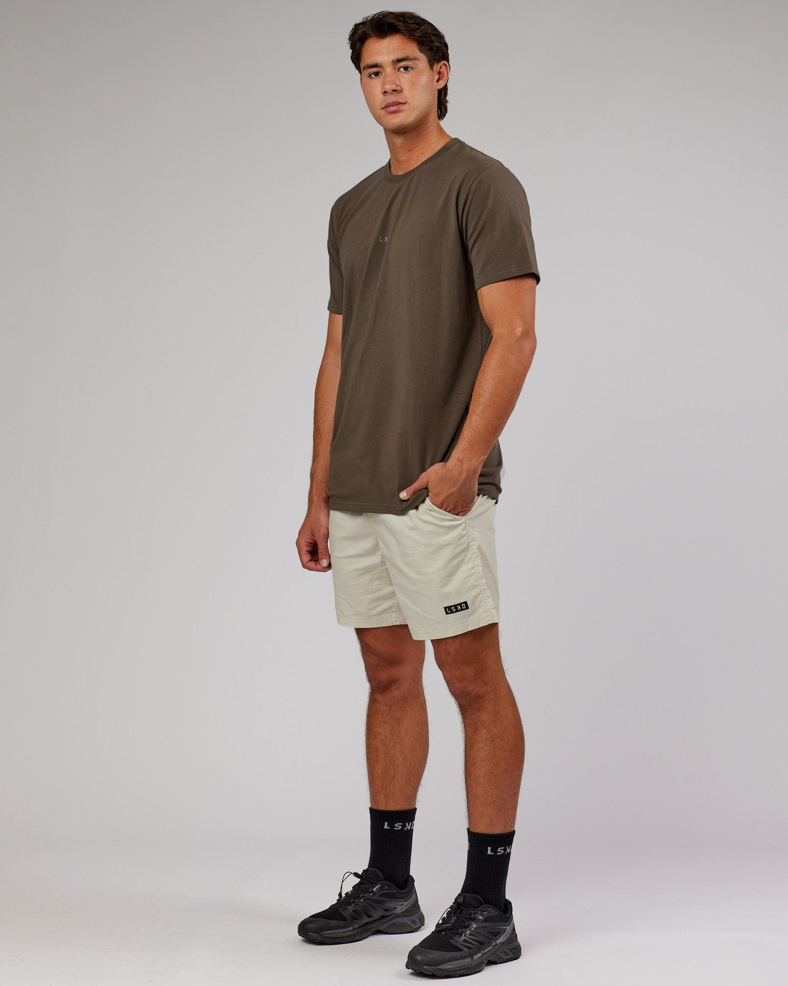 Model wearing Base FLXCotton Tee - Army Green