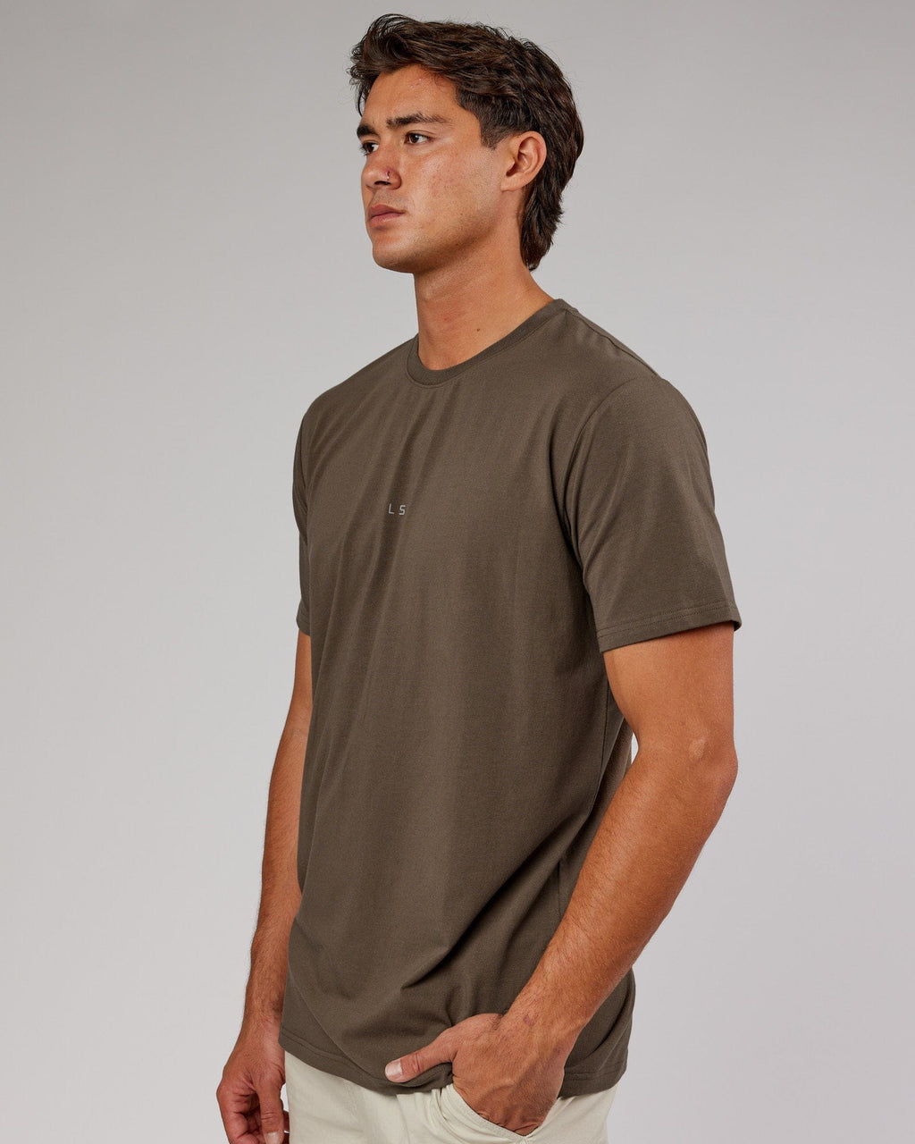 Model wearing Base FLXCotton Tee - Army Green