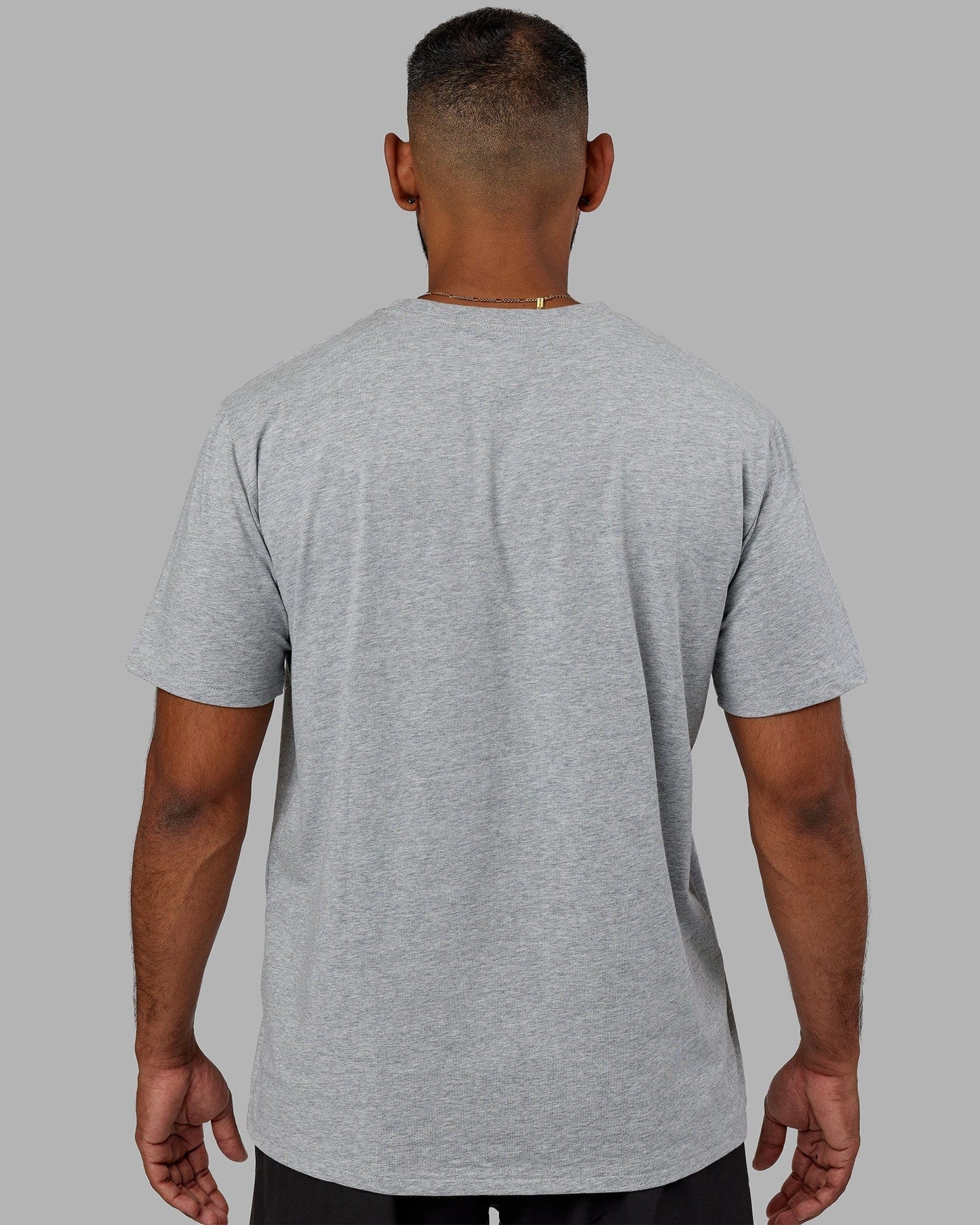 Model wearing Base FLXCotton Tee - Lt Grey Marl