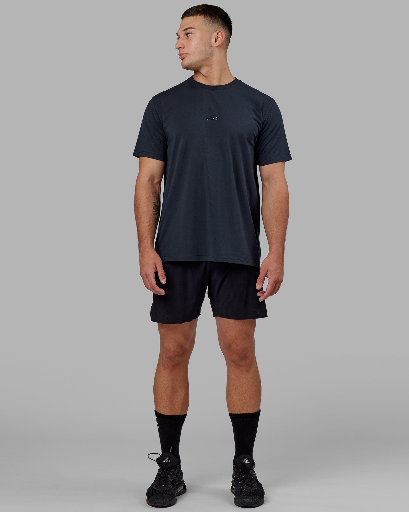 Model wearing Base FLXCotton Tee - Navy