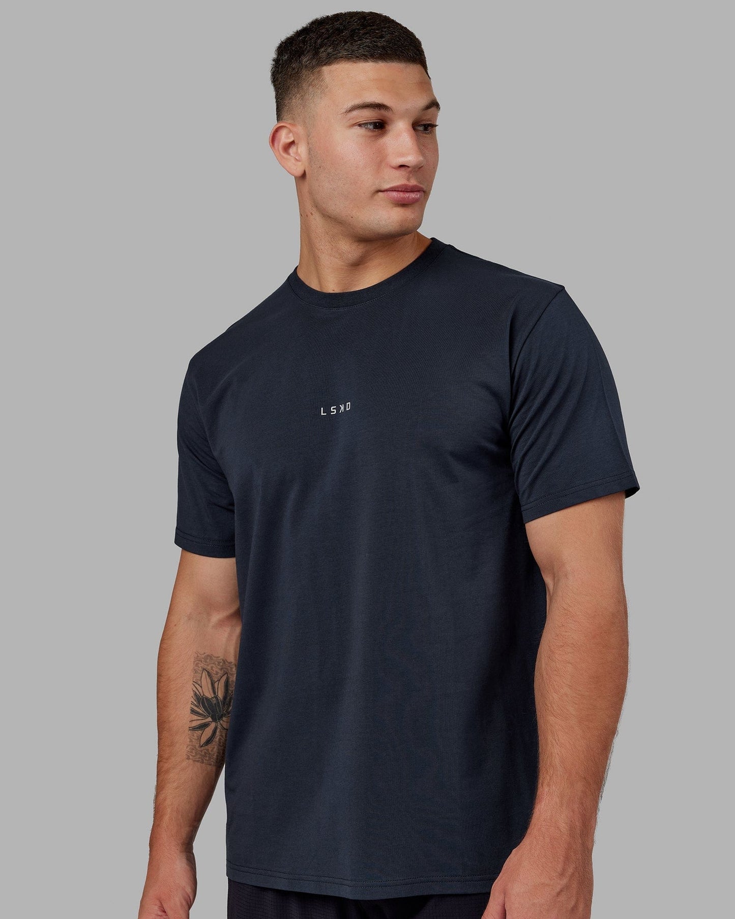 Model wearing Base FLXCotton Tee - Navy